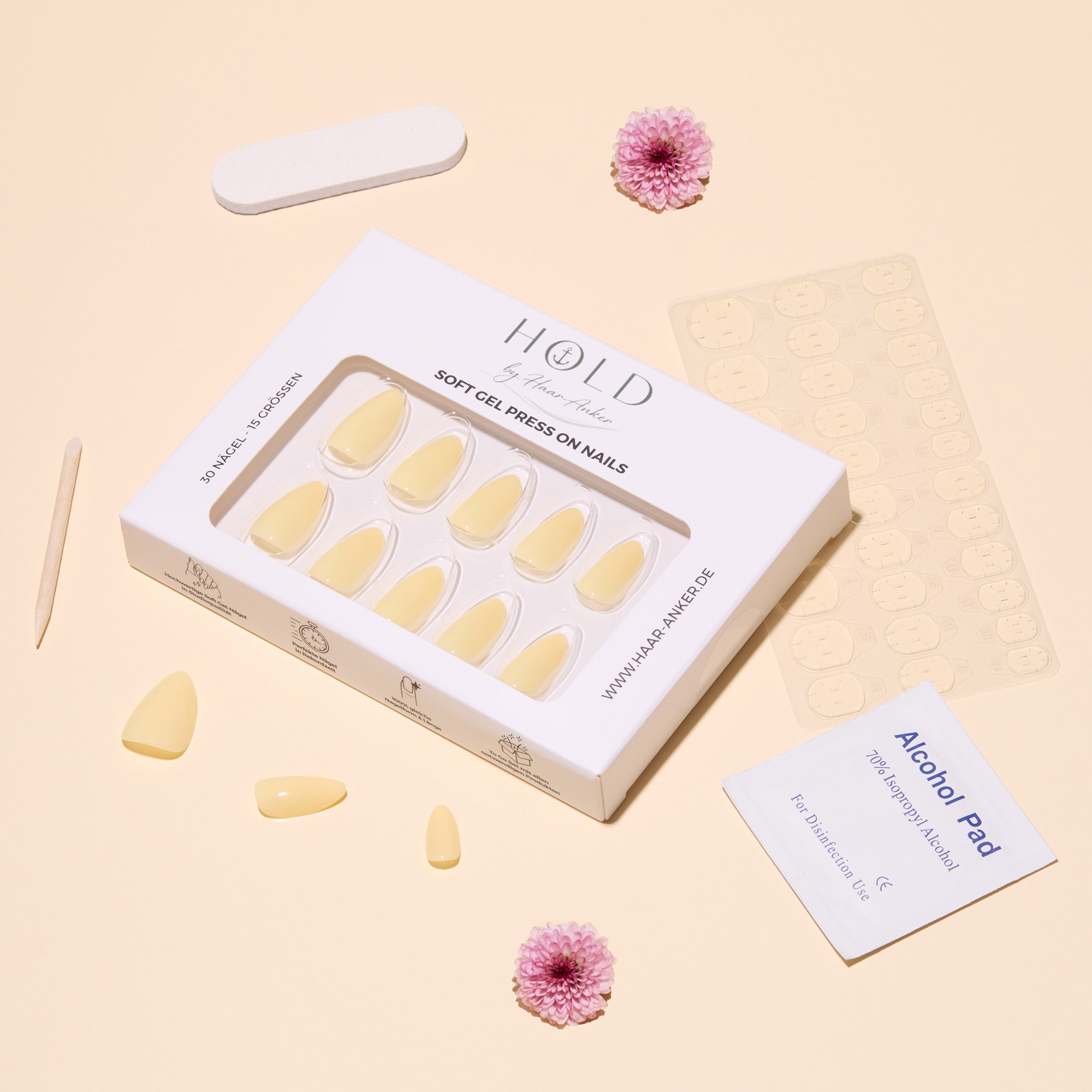 'Lemon Sorbet' Soft Gel Press Ons | Short Almond