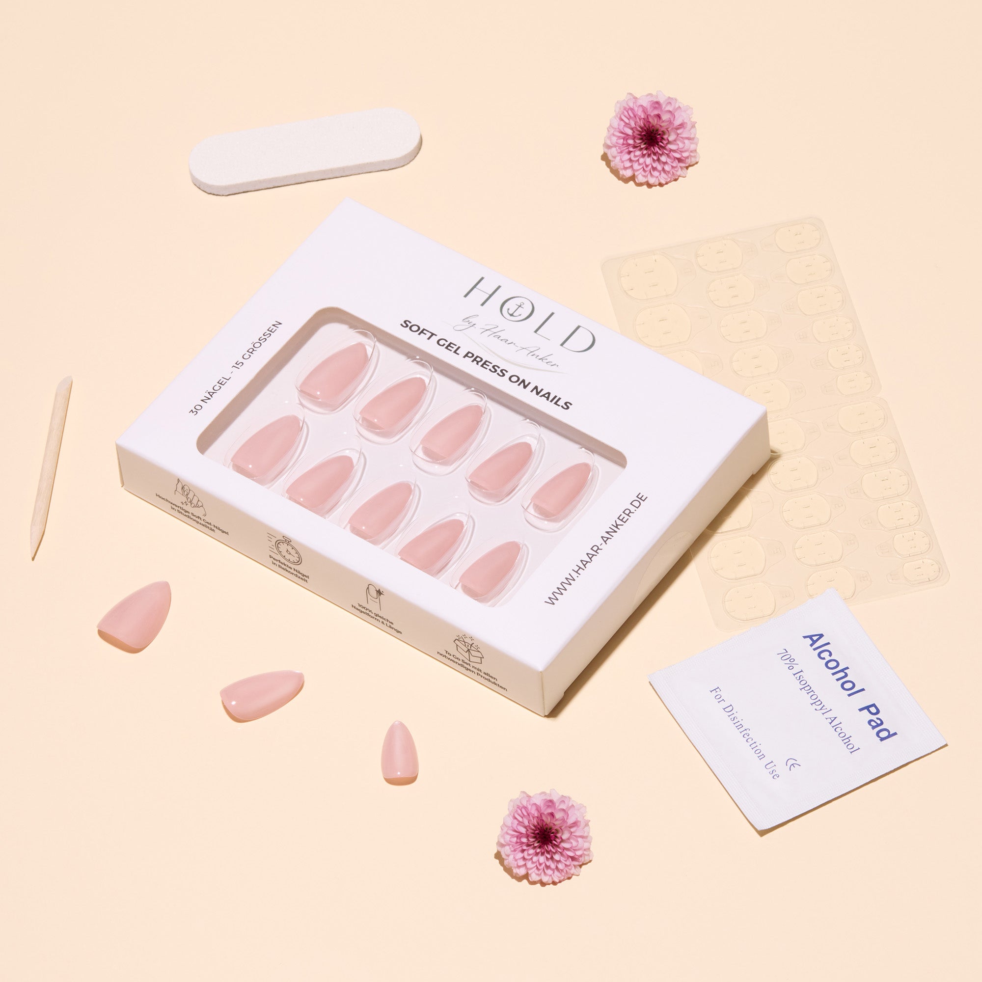 'Rosé Pearl' Soft Gel Press Ons | Short Almond