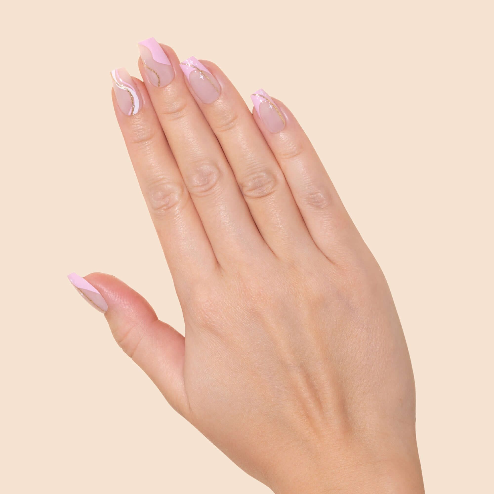 'Golden Silk' Soft Gel Press Ons | Coffin - HAAR-ANKER