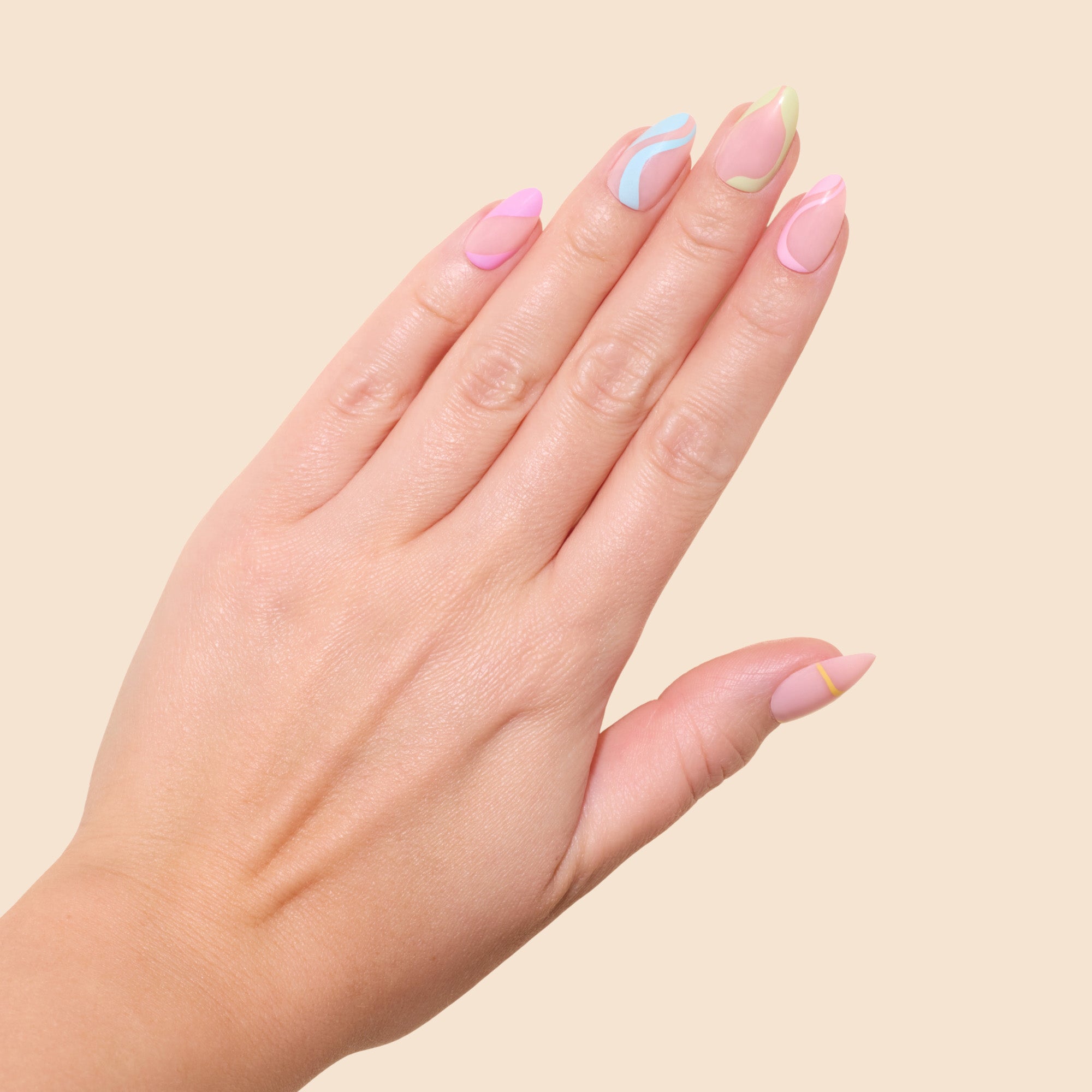 'Summer Swirl' Soft Gel Press Ons | Short Almond