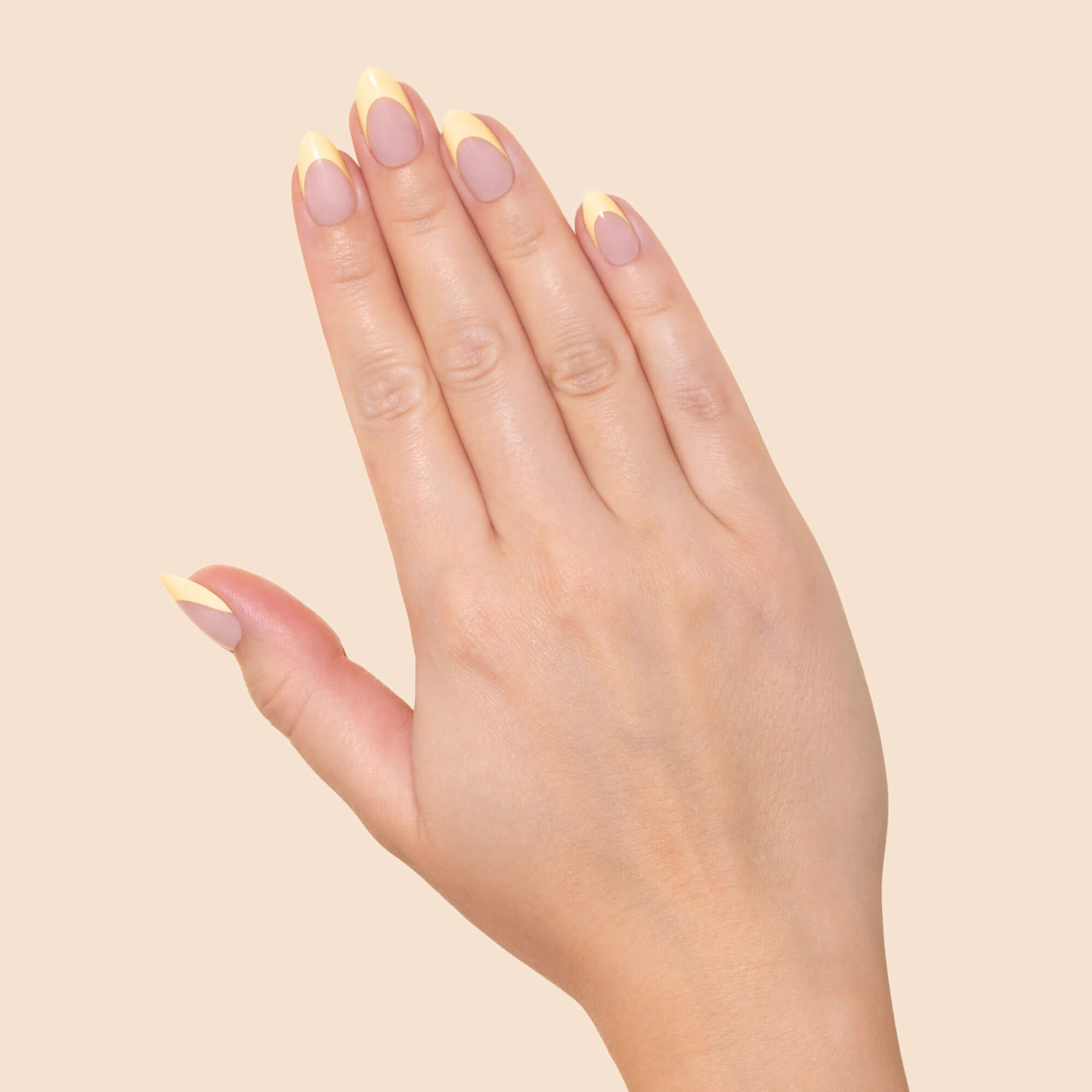 'Sunny French' Soft Gel Press Ons | Short Almond - HAAR-ANKER