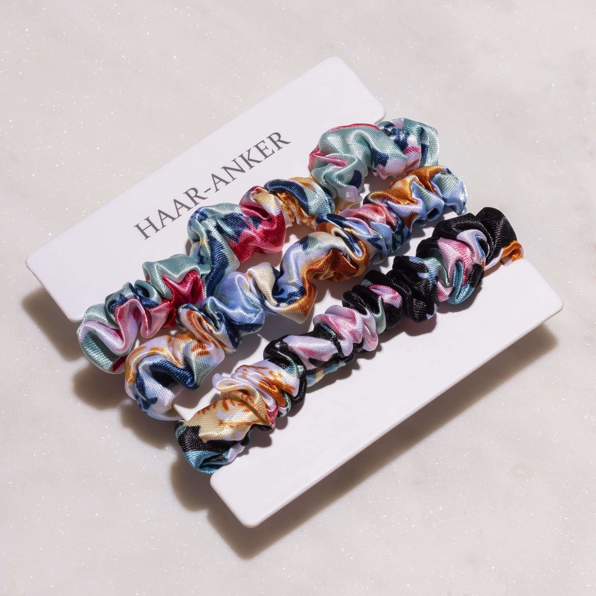 3er Set 'Flower' – Dunkel | Scrunchie-Minis / HAAR-ANKER