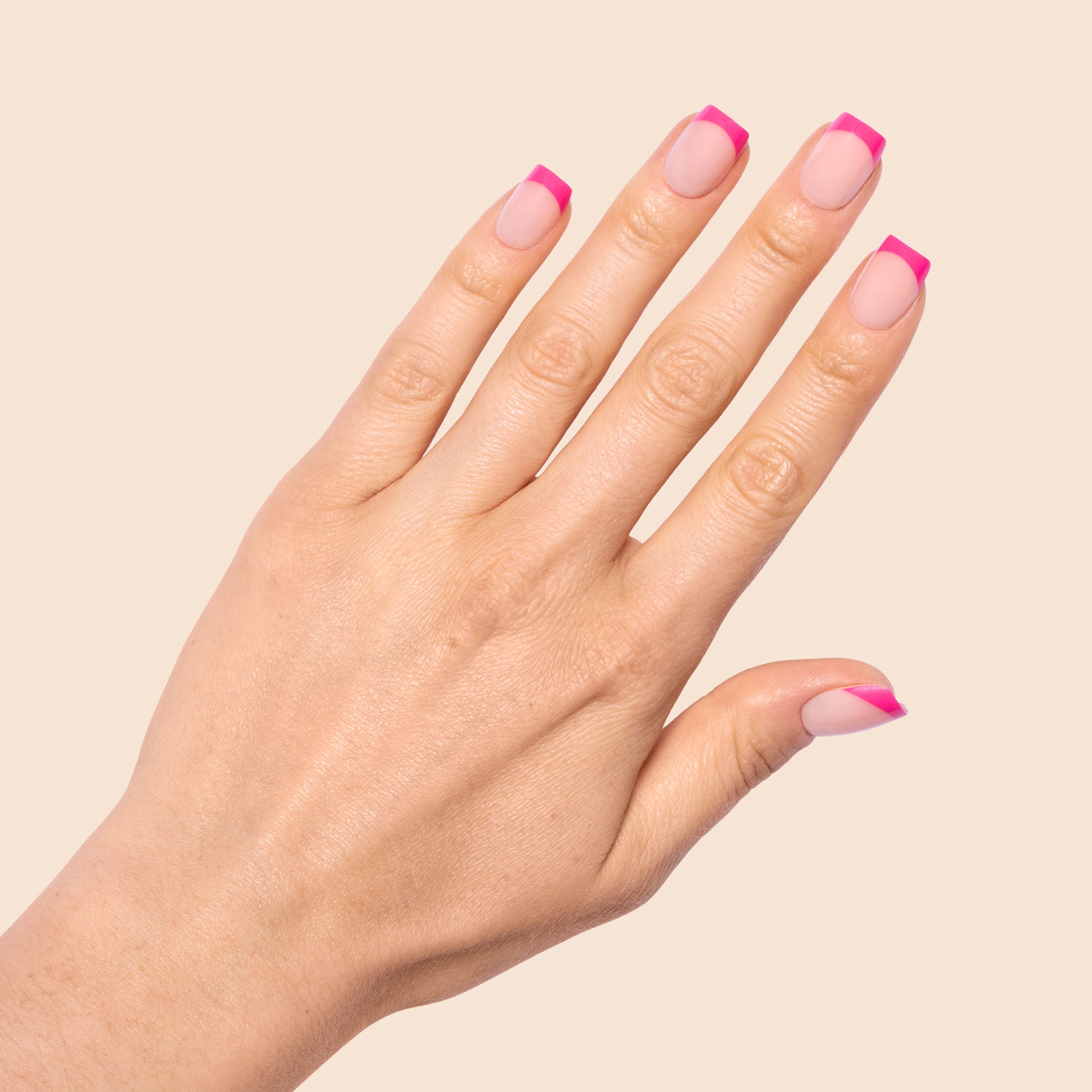 'Pink Line' Soft Gel Press Ons | Short Square