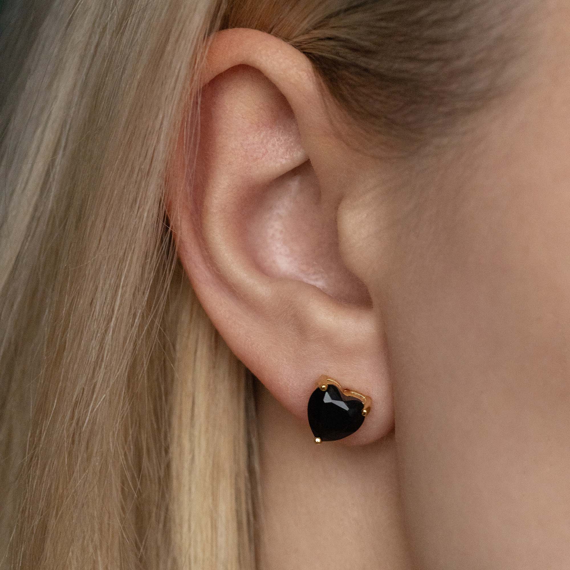 Herz-Ohrring mit Edelstein Gold | Ohrring