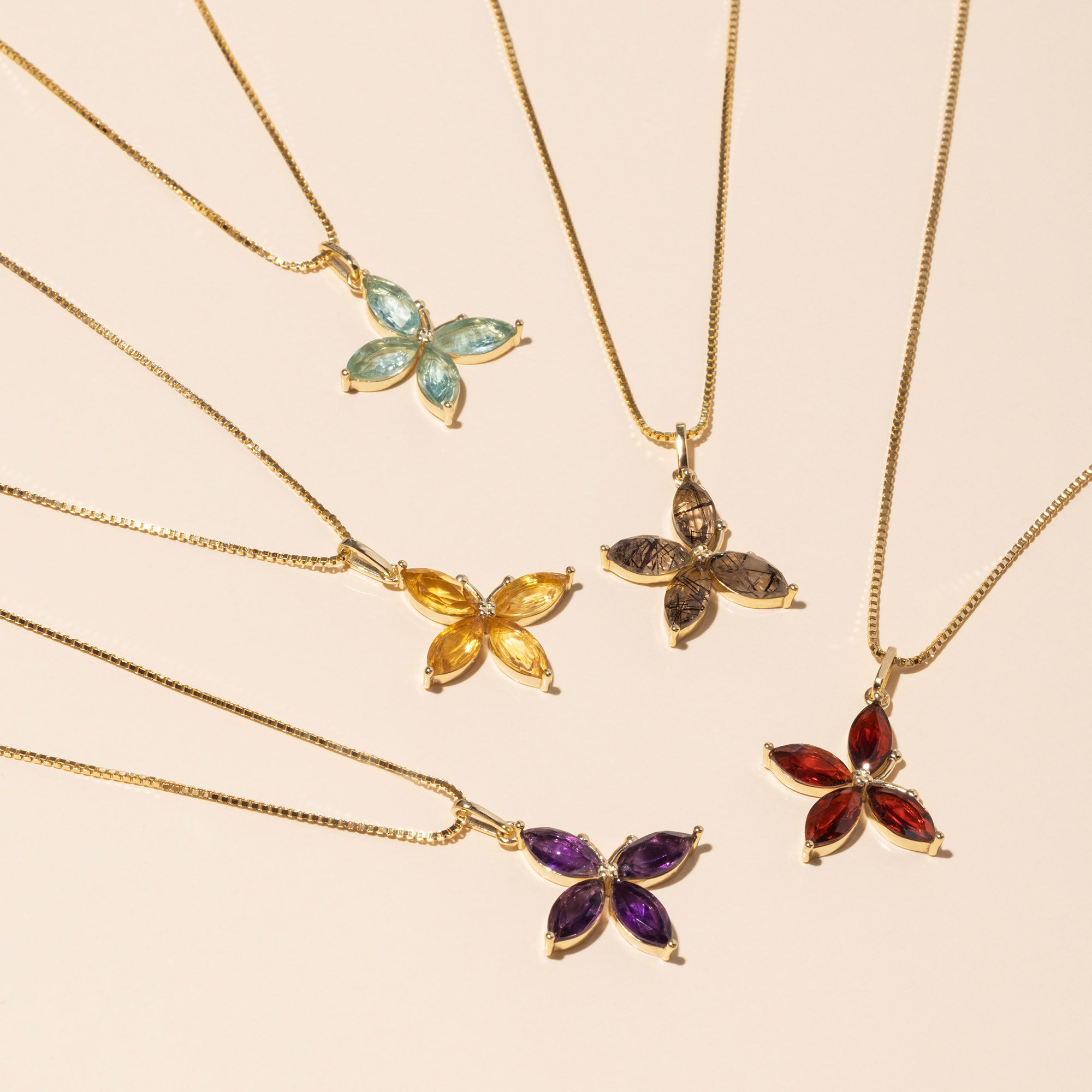 Halskette 'Schmetterling mit Edelstein' – Gold | Halskette