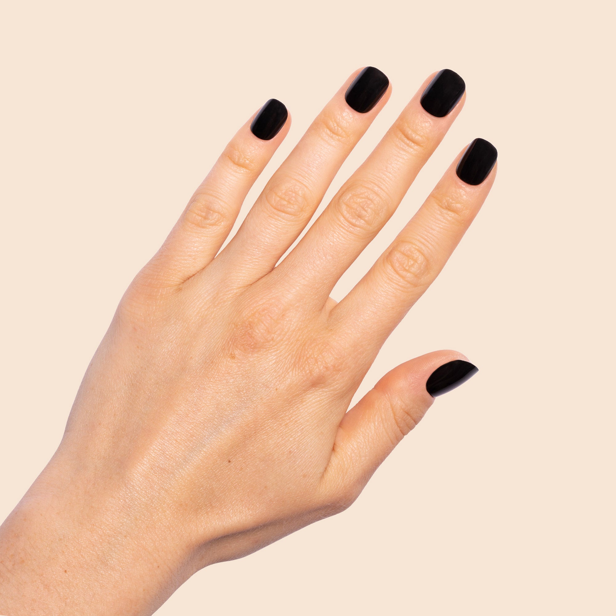 'Pure Black' Soft Gel Press Ons | Short Round