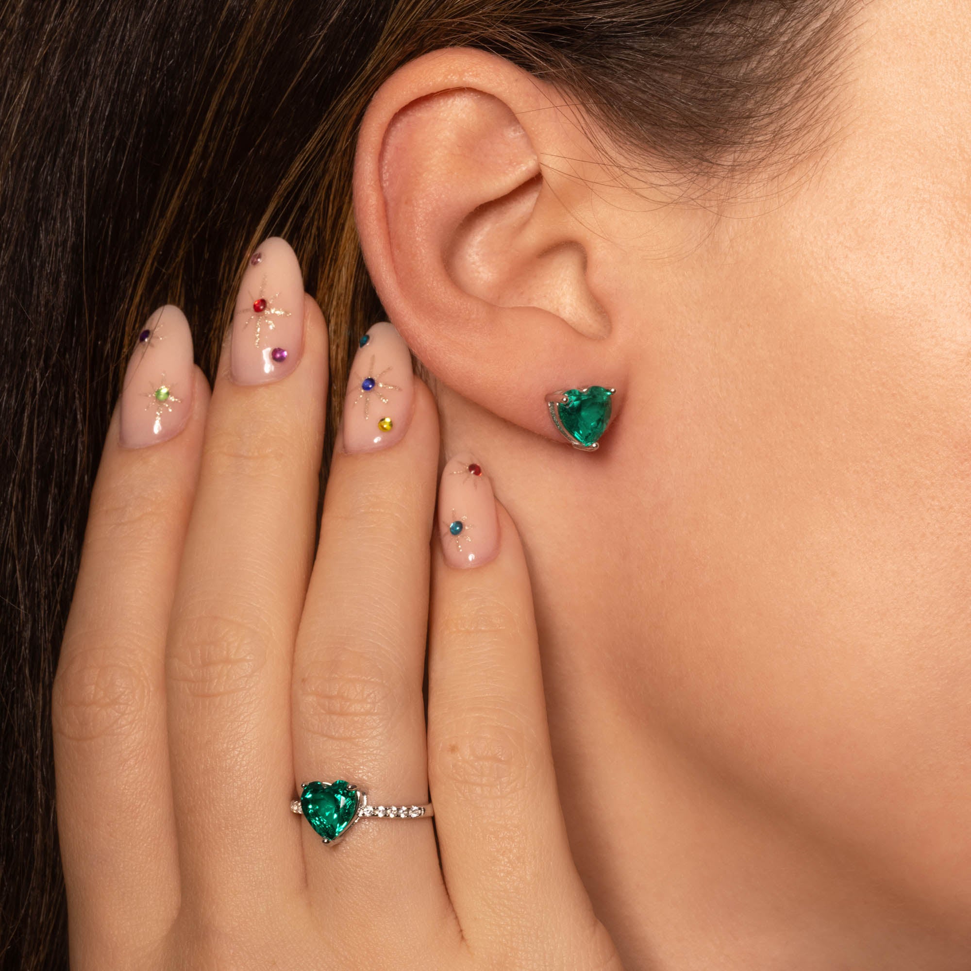 Herz-Ohrring mit Edelstein Silber | Ohrring | HAAR-ANKER