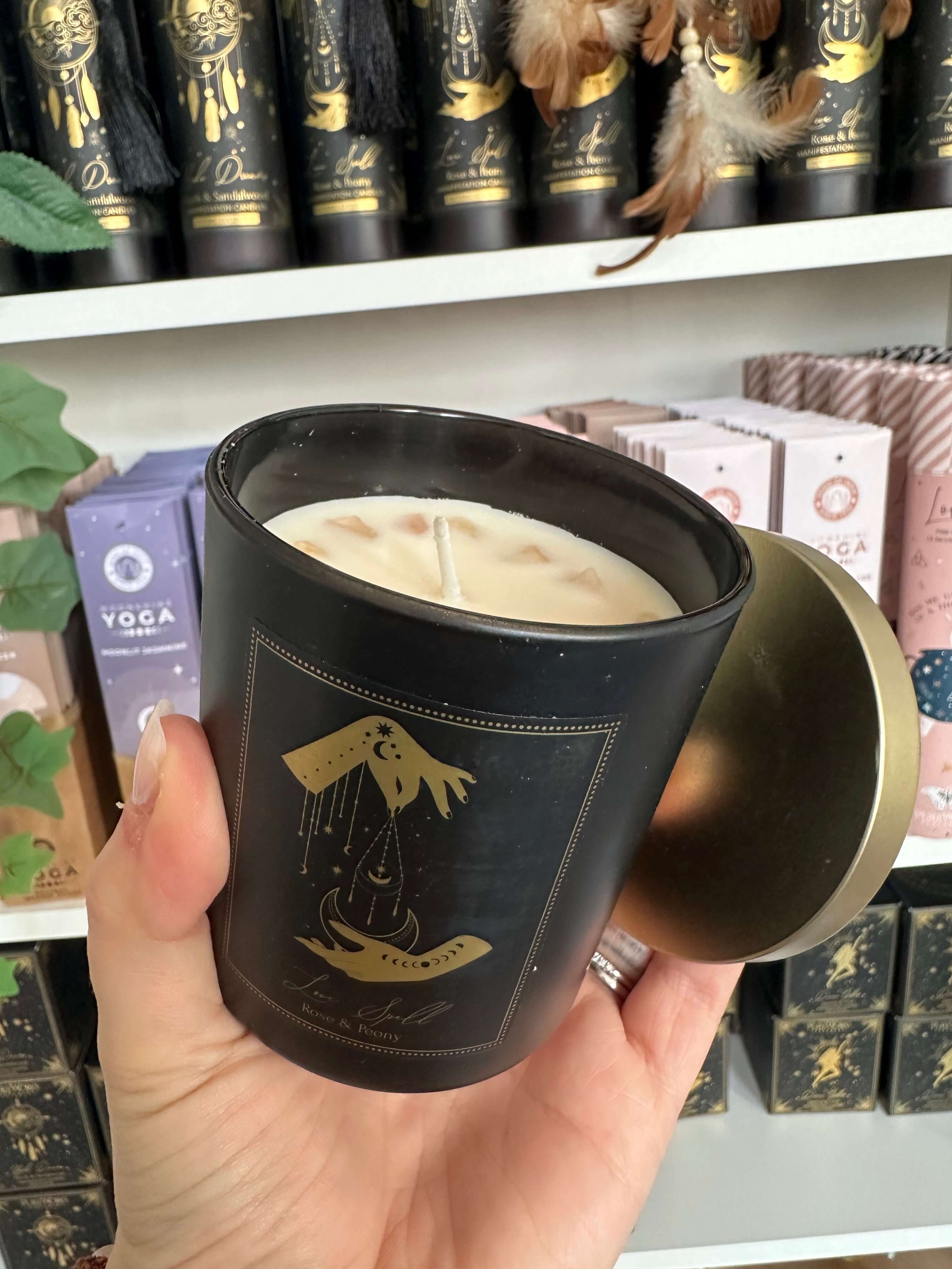 Liebeszauber Gross mit Edelsteinen | Manifestationskerze // HAAR-ANKER