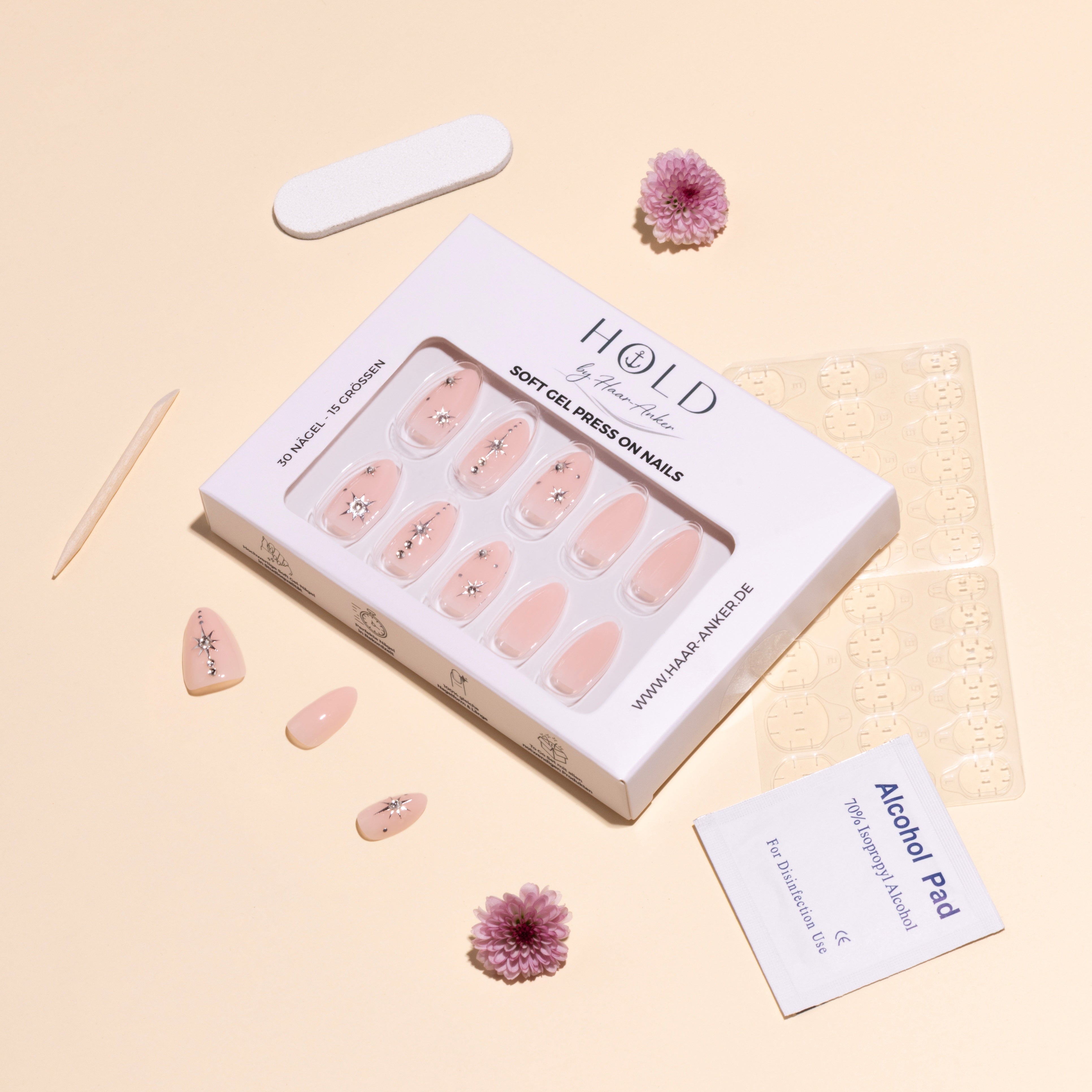 'Zodiac' Soft Gel Press Ons | Short Almond