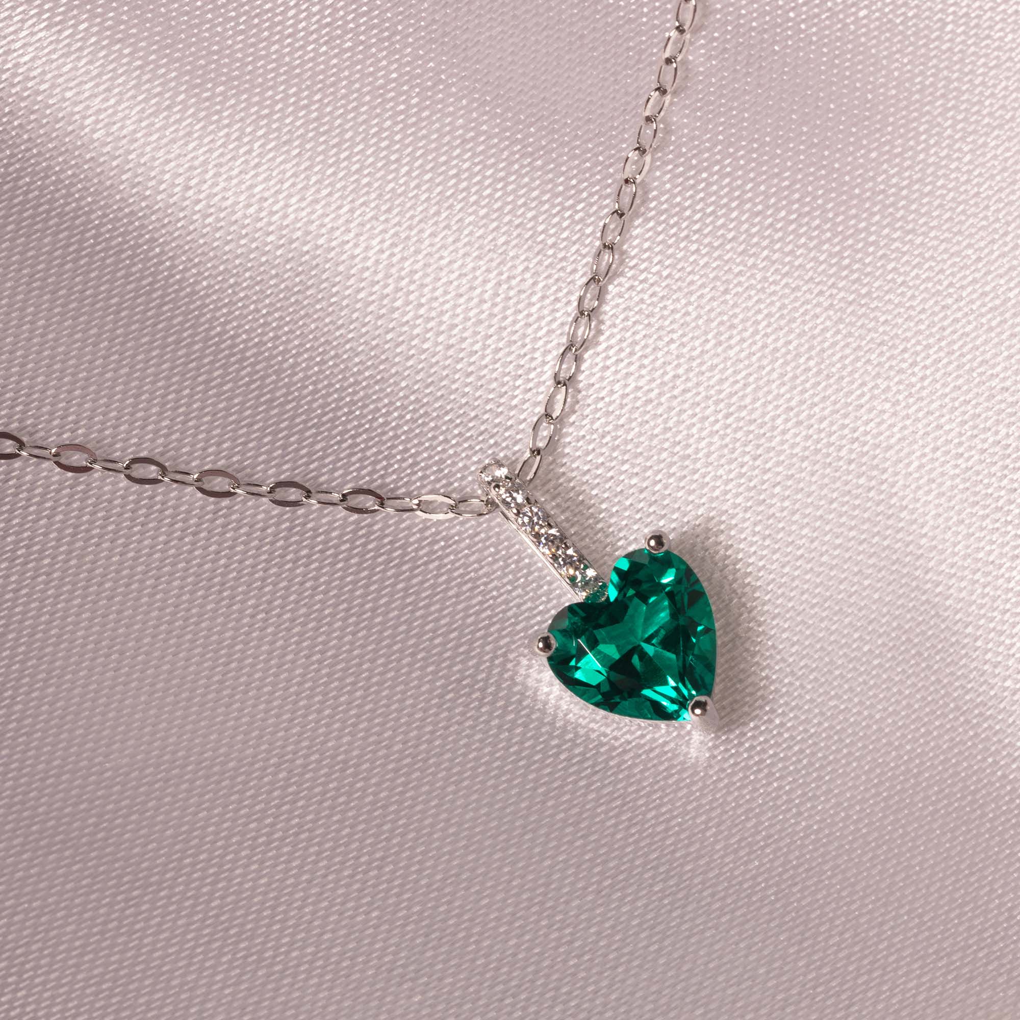 Herzkette mit Edelstein Silber | Halskette | HAAR-ANKER