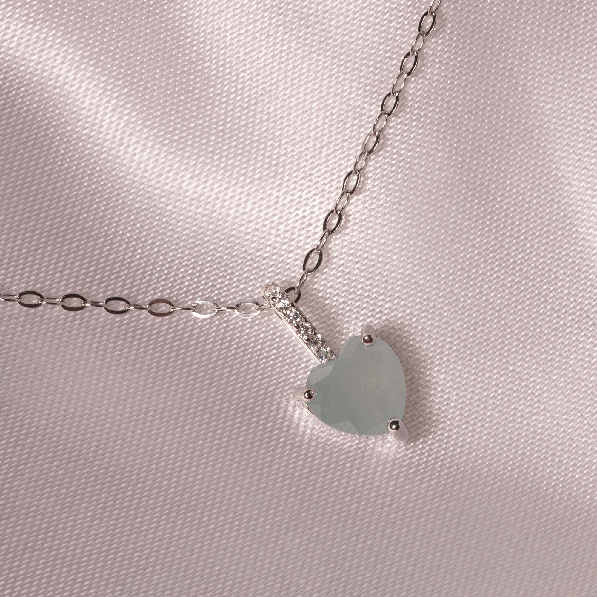 Herzkette mit Edelstein Silber | Halskette | HAAR-ANKER