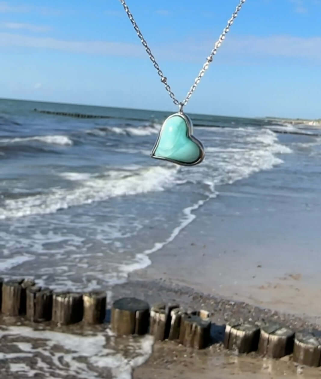 Larimar Herzkette | Silber | HAAR-ANKER