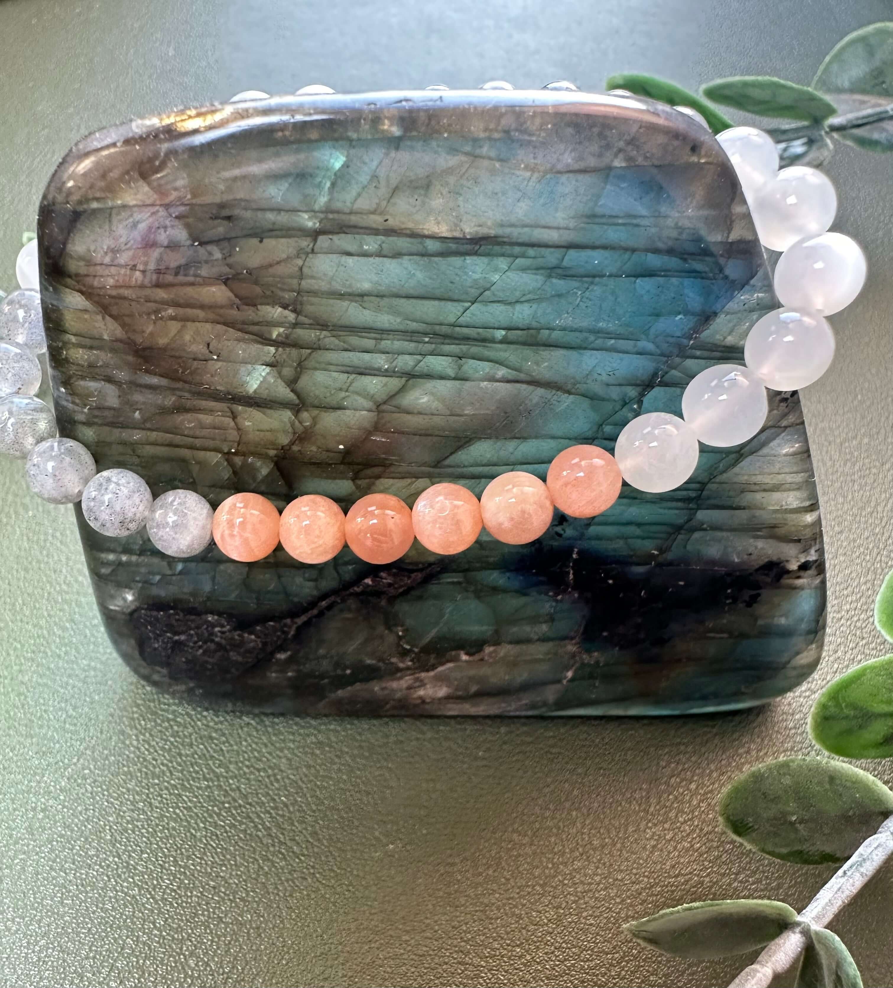 Mondstein mehrfarbig AA| Kugelarmband | HAAR-ANKER