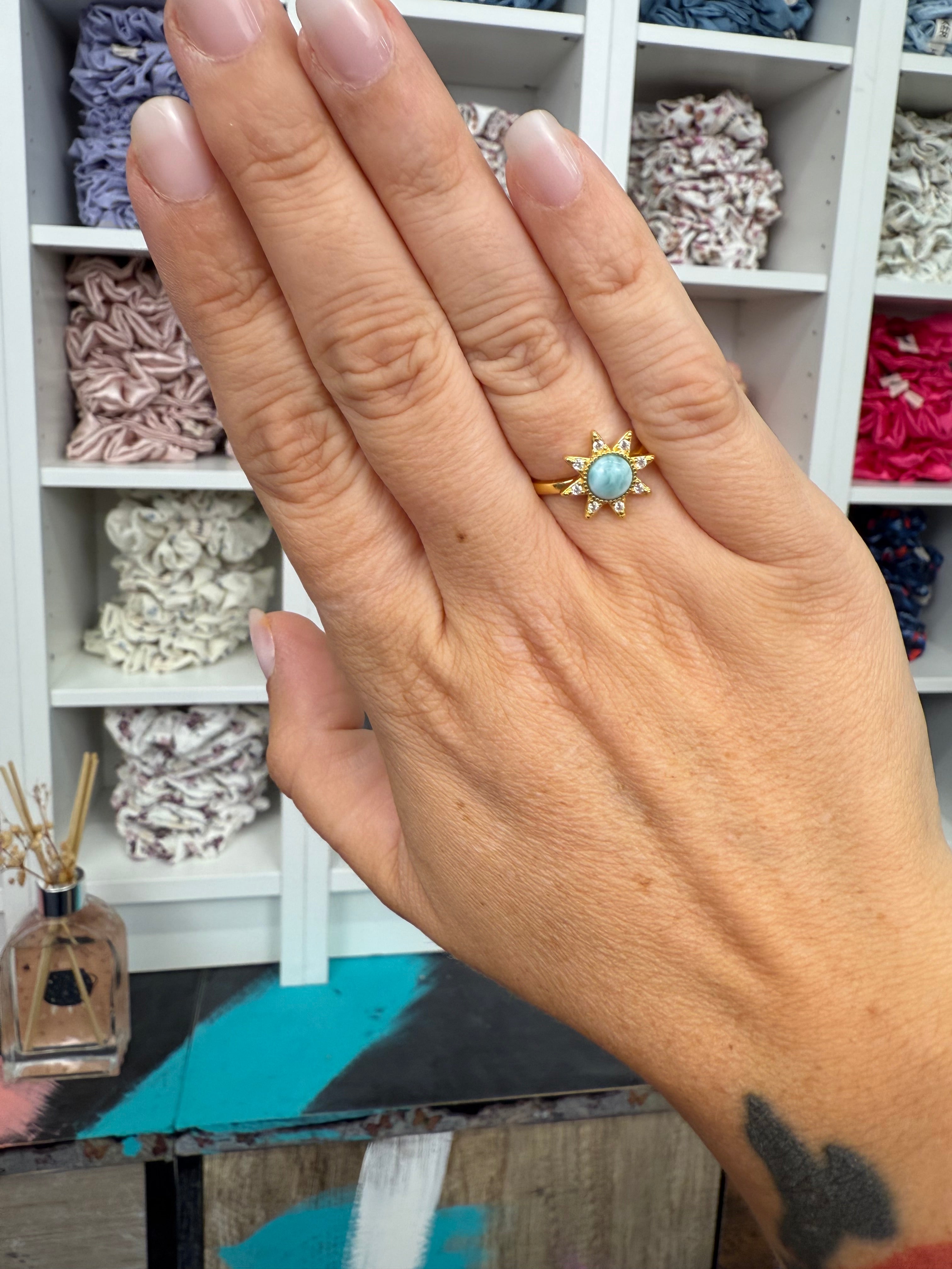 Larimar Gold | Sonnen-Ring