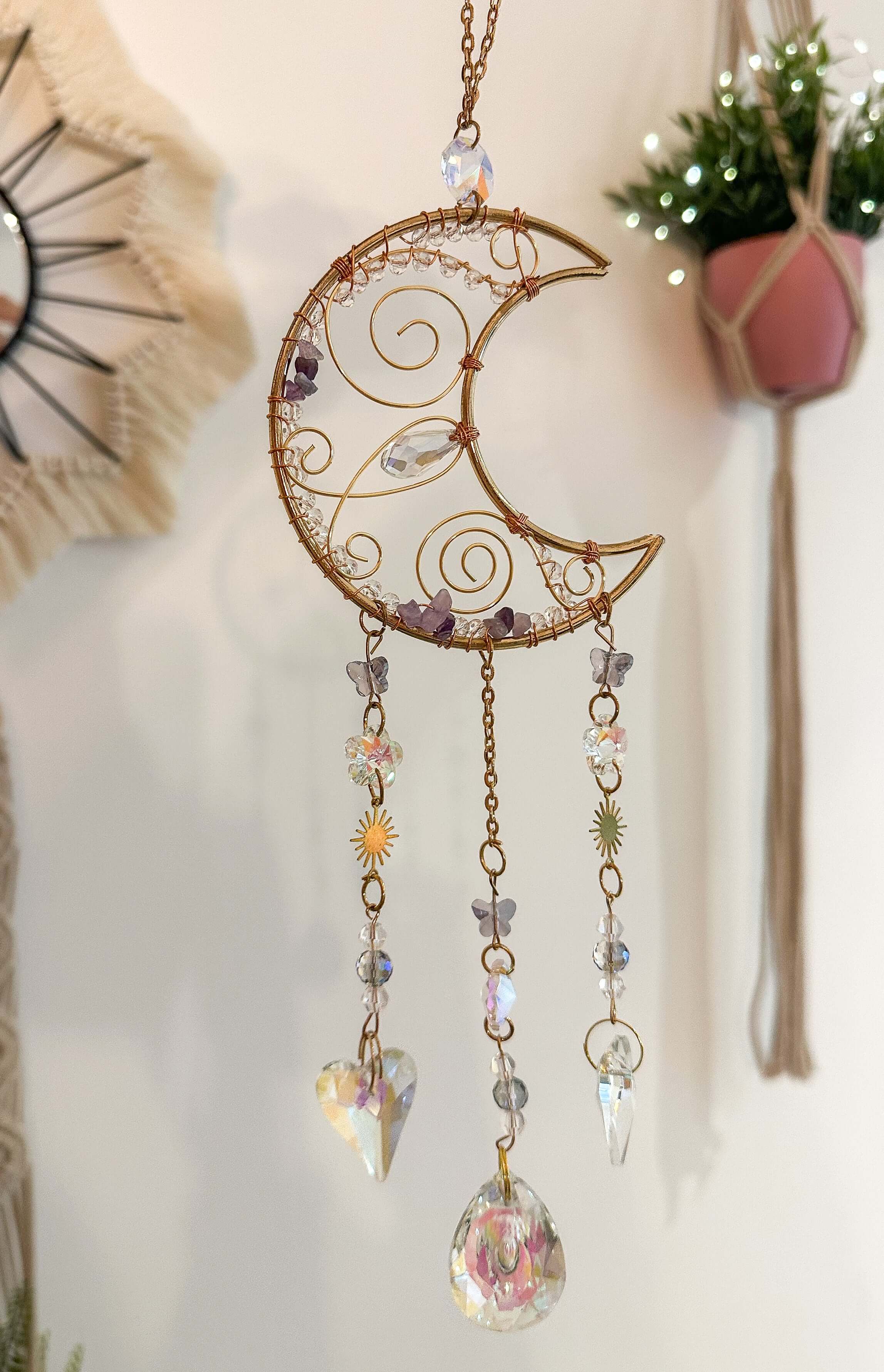 Sonnenfänger Halbmond mit Amethyst HAAR-ANKER