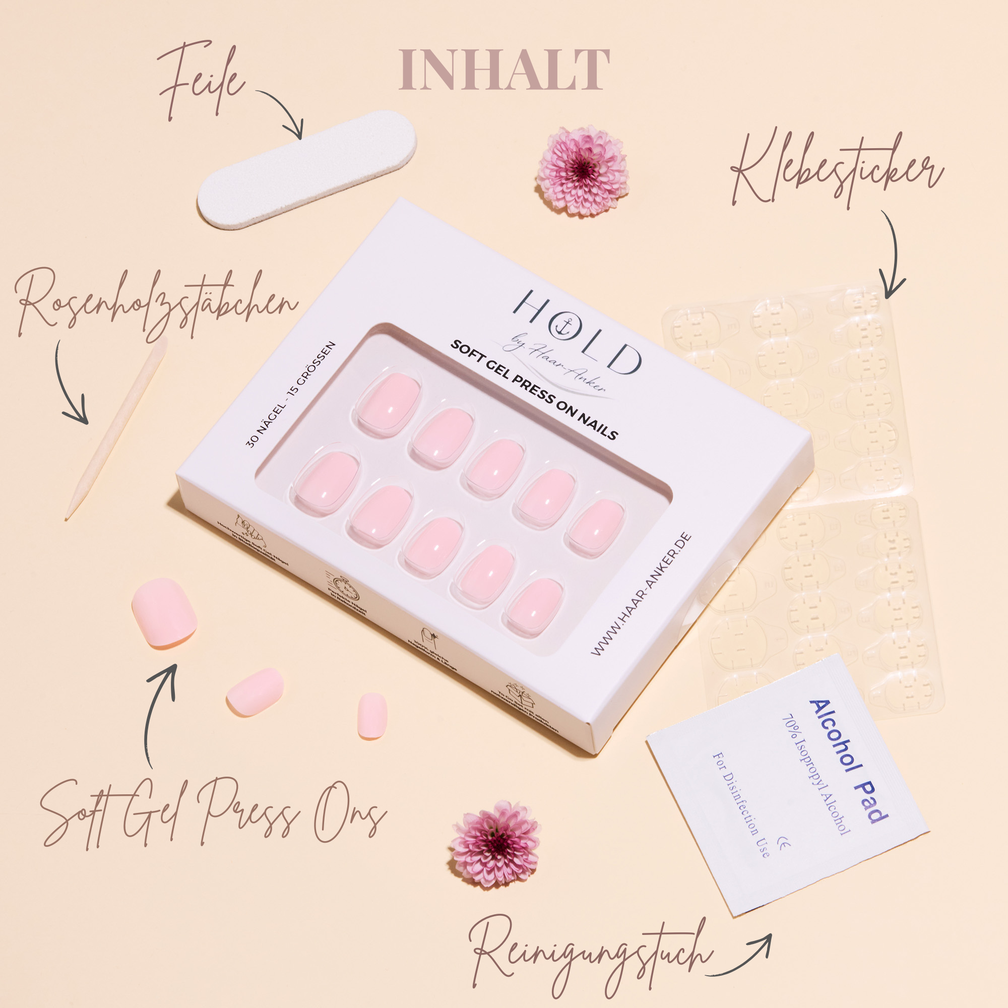 'Bare Blush' Soft Gel Press Ons | Short Round