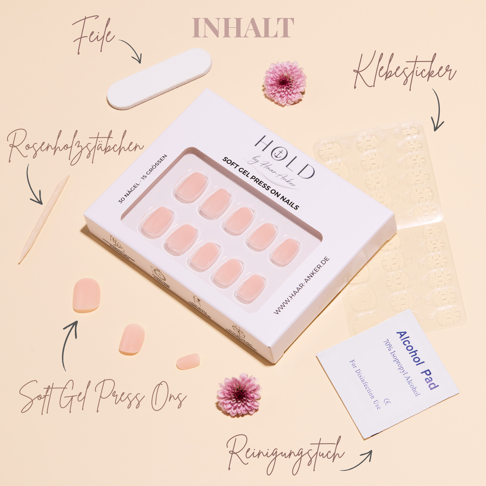 'Bare Nude' Soft Gel Press Ons | Short Round