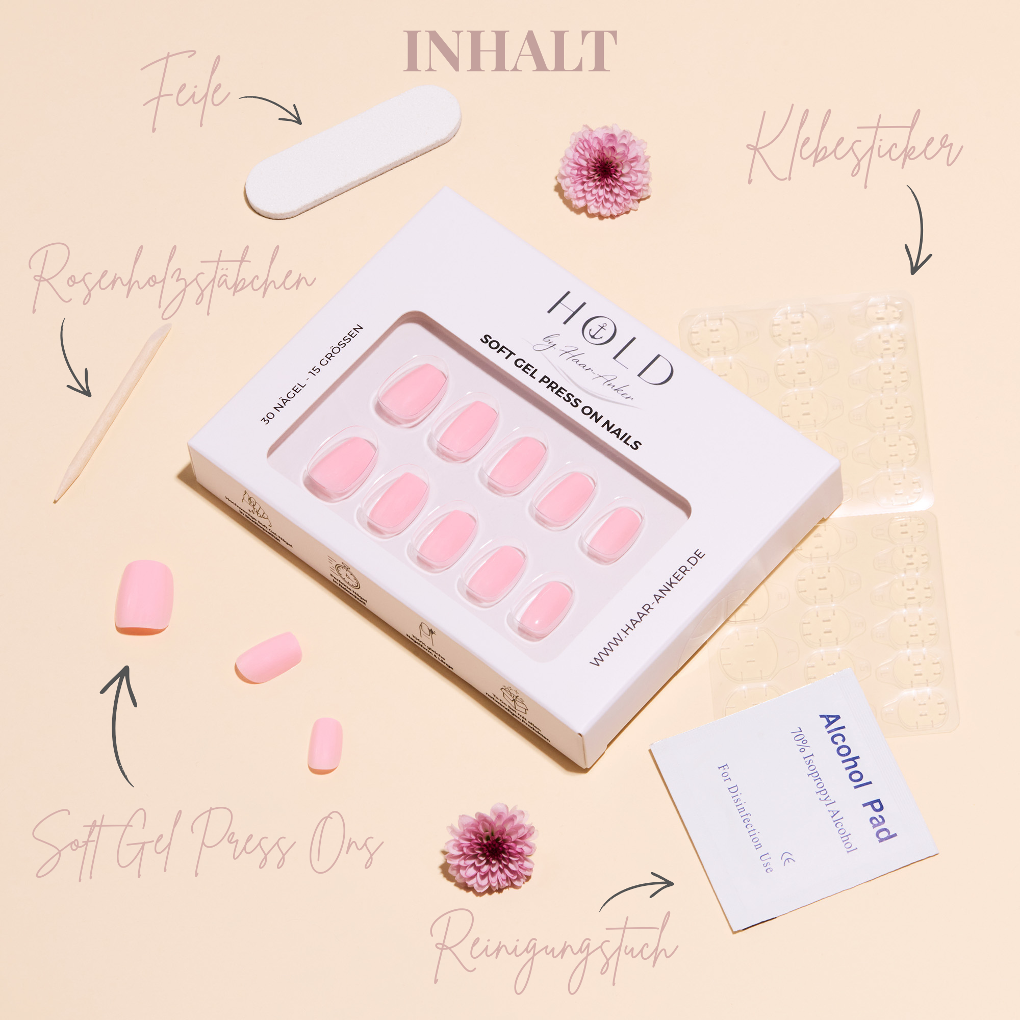 'Bare Pink' Soft Gel Press Ons | Short Square