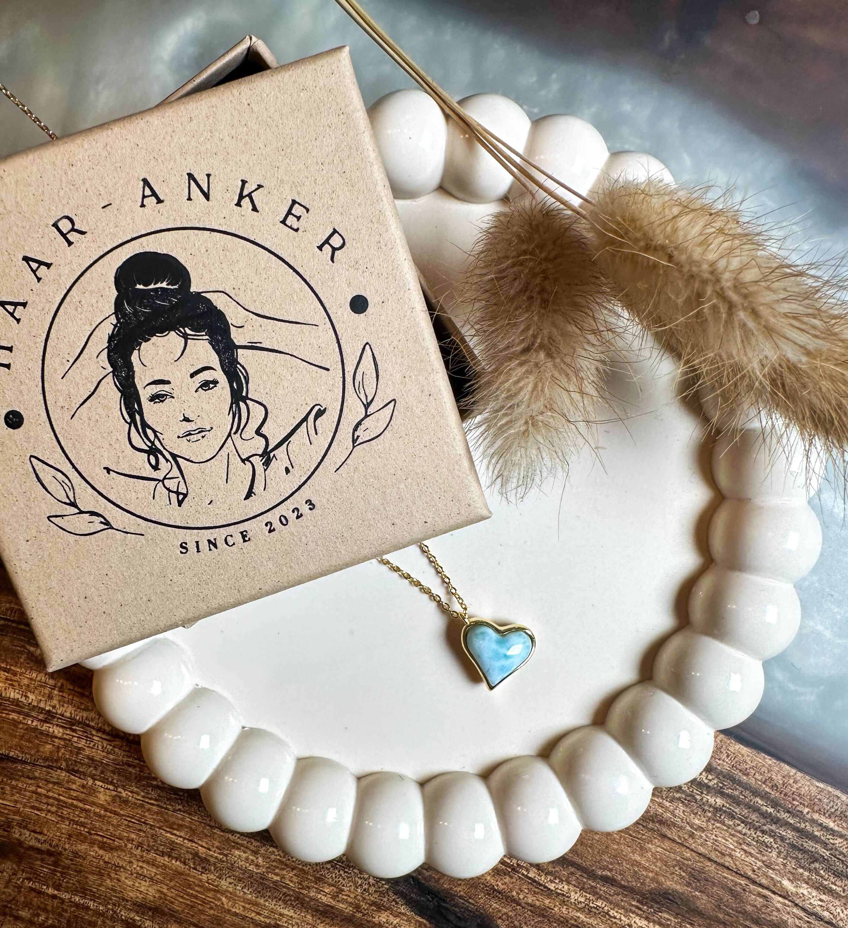 Larimar Herz Gold | Halskette | HAAR-ANKER.DE
