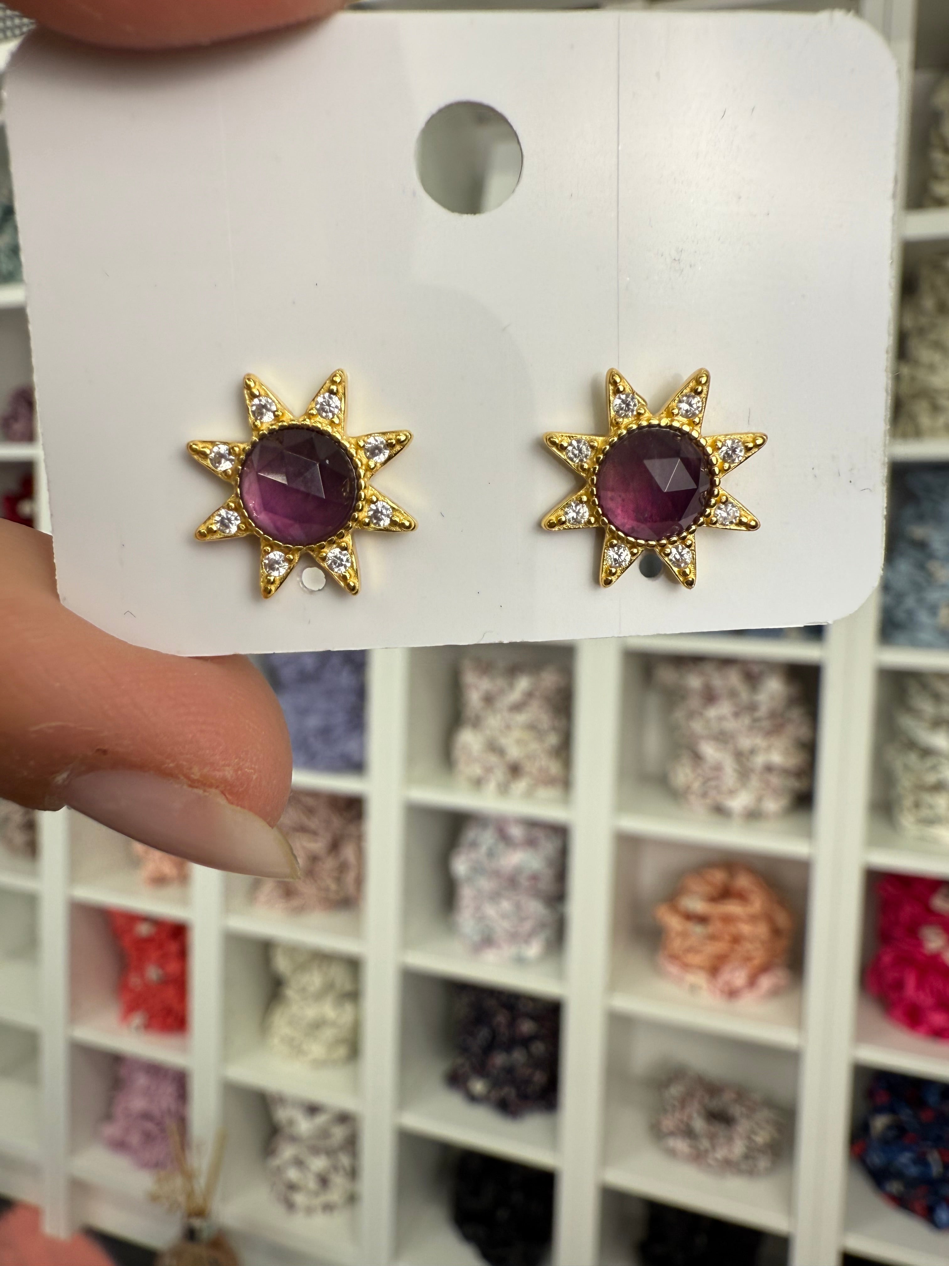 Amethyst Gold | Sonnen-Ohrringe