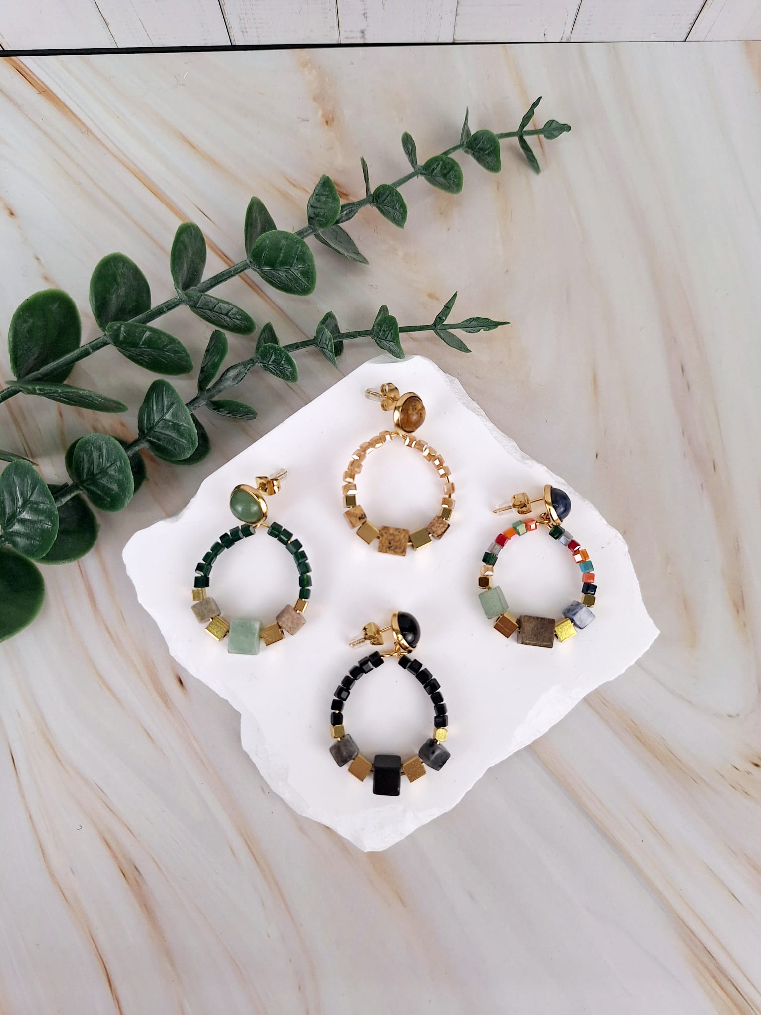 Ohrstecker mit Kreole verschied. Farben | Ohrringe | HAAR-ANKER