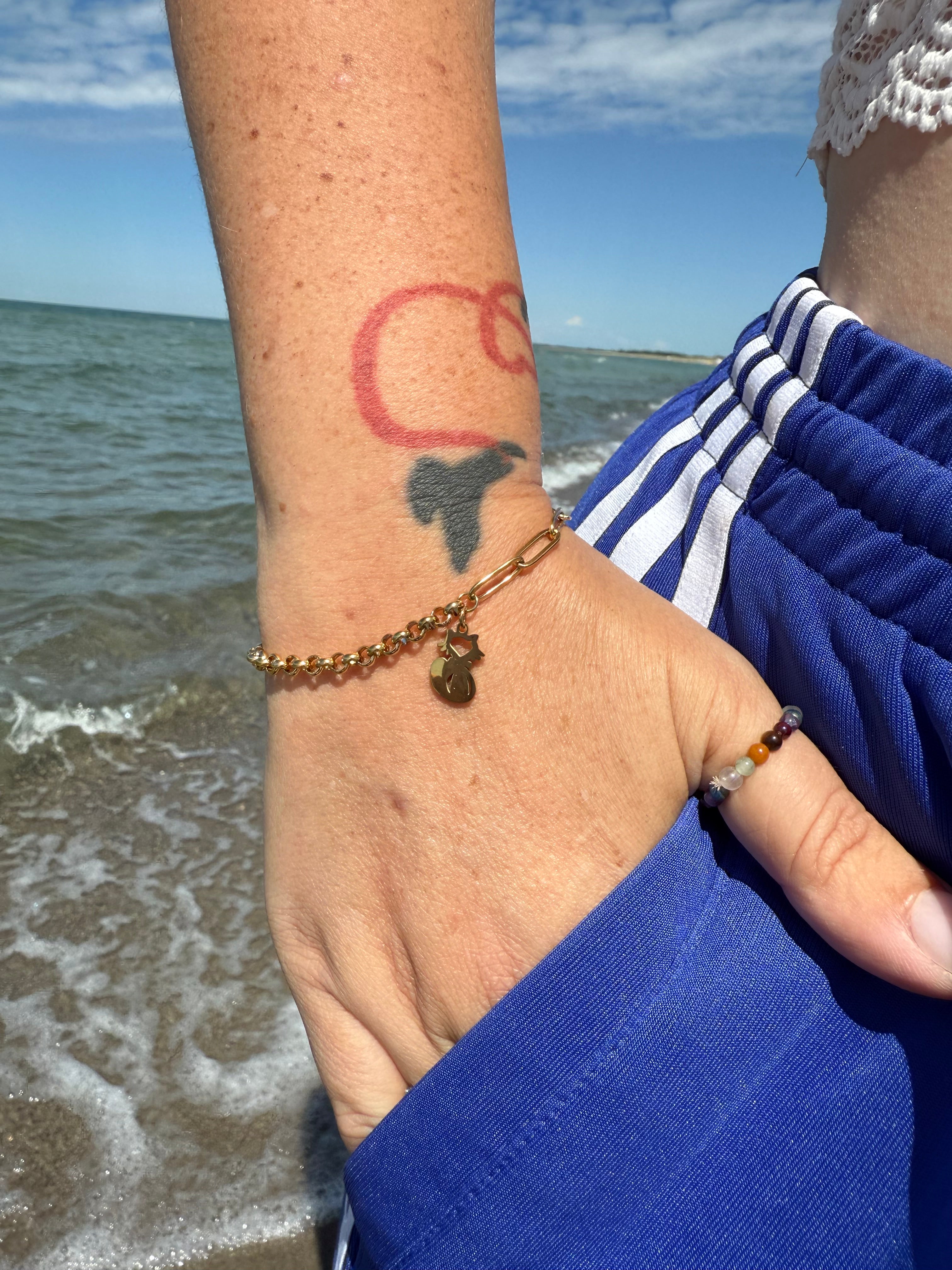 Katze Edelstahl vergoldet | Armband