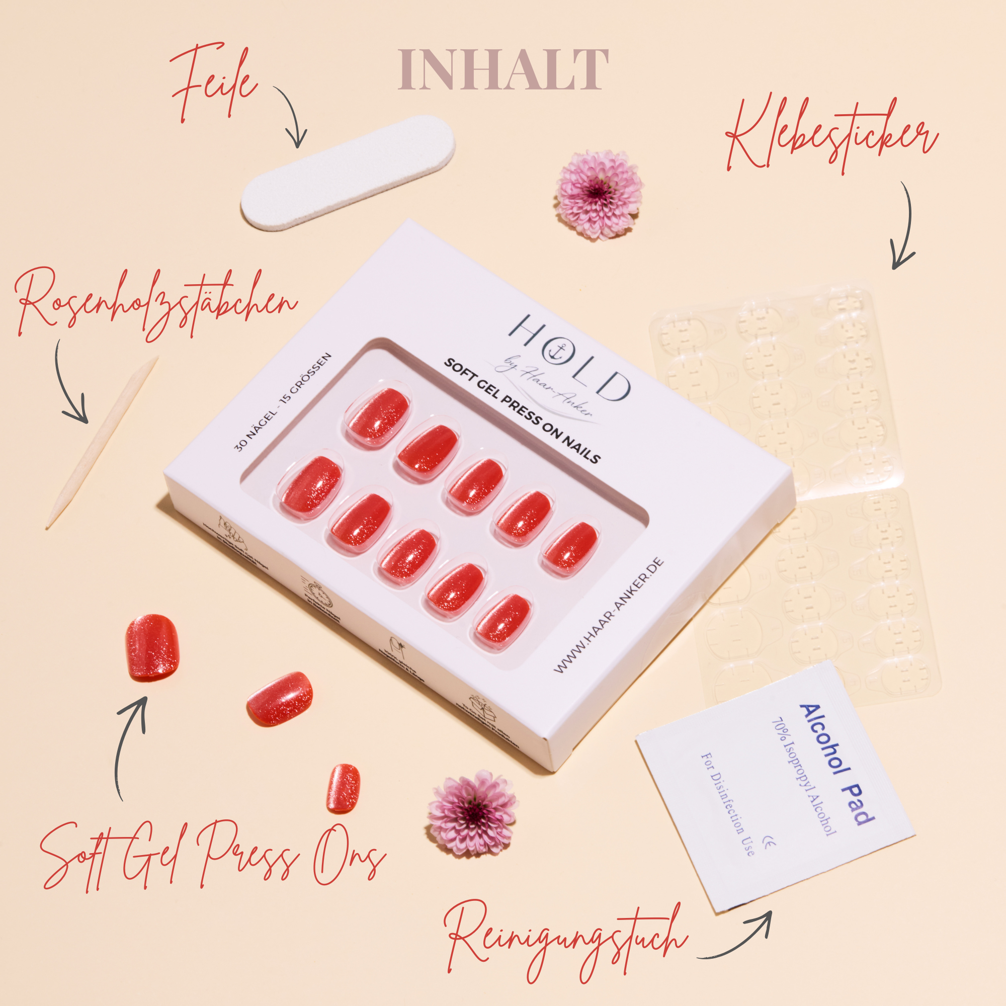 'Fire Glaze' Soft Gel Press Ons | Short Round