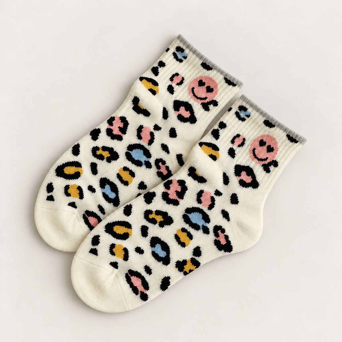 Leo-Socken Kurz Smiley Grau | Socken