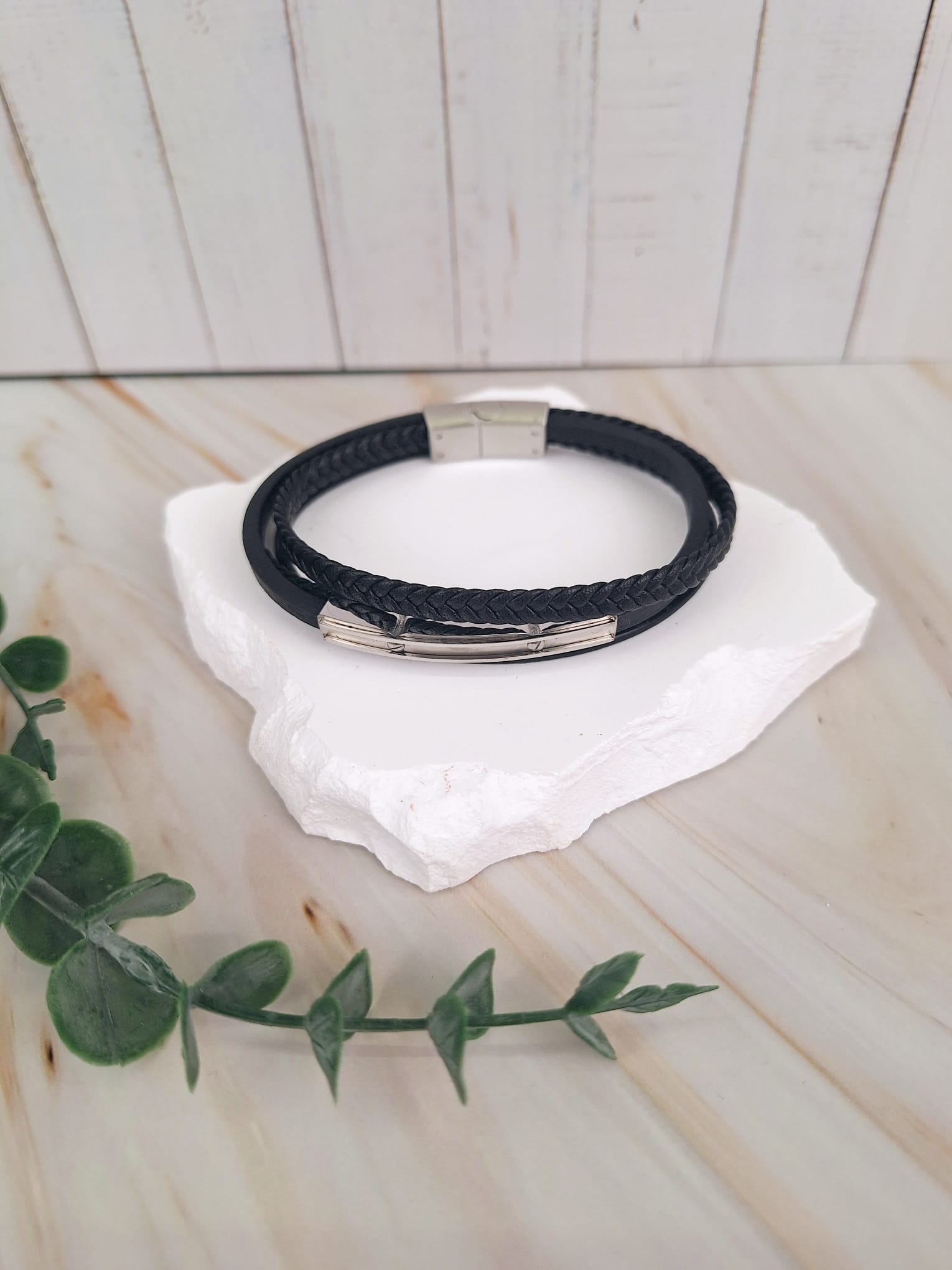 Lederarmband Edelstahl | Männerarmband | HAAR-ANKER