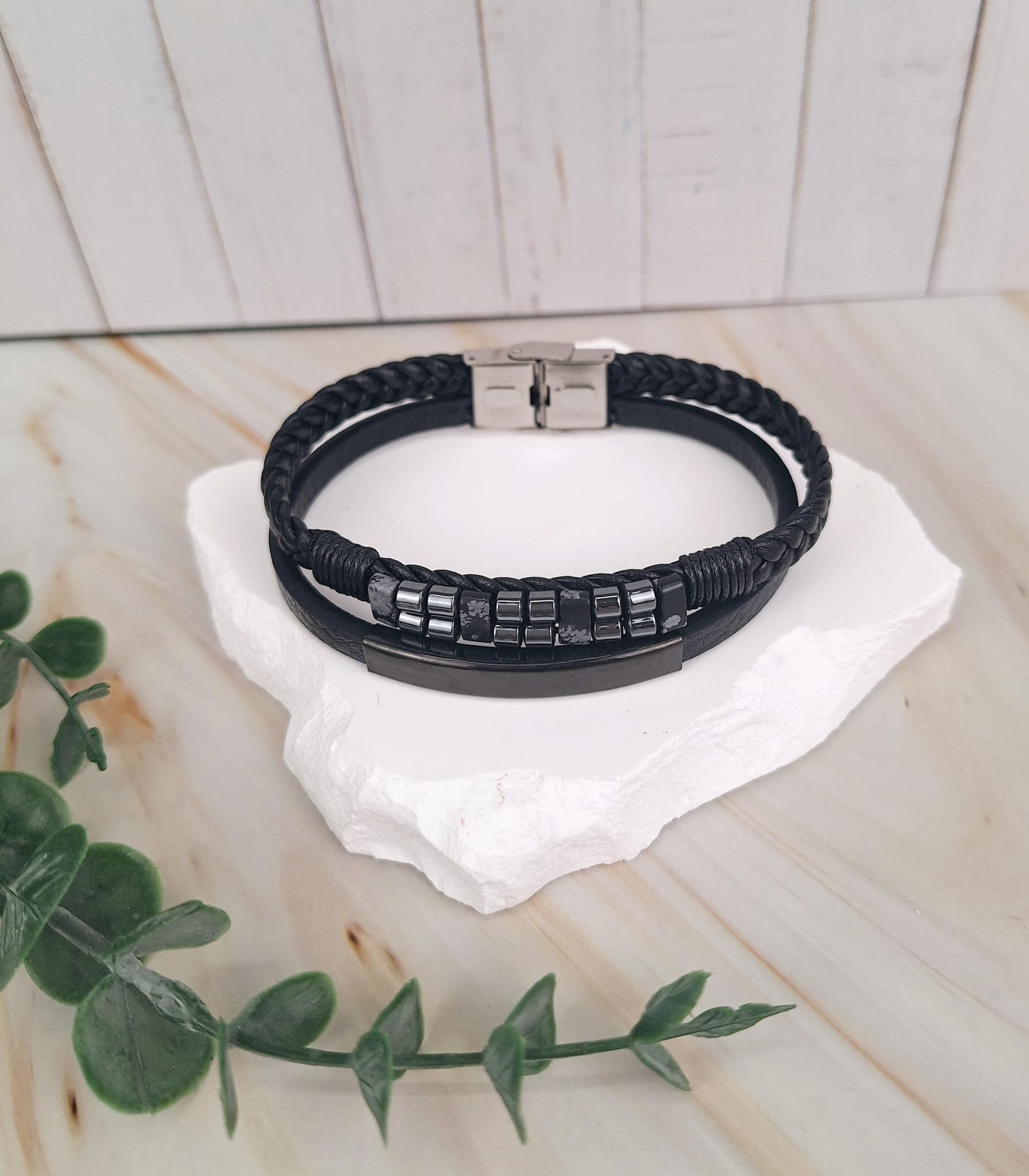 Edelstahl glänzend Anthrazit | Männerarmband | HAAR-ANKER