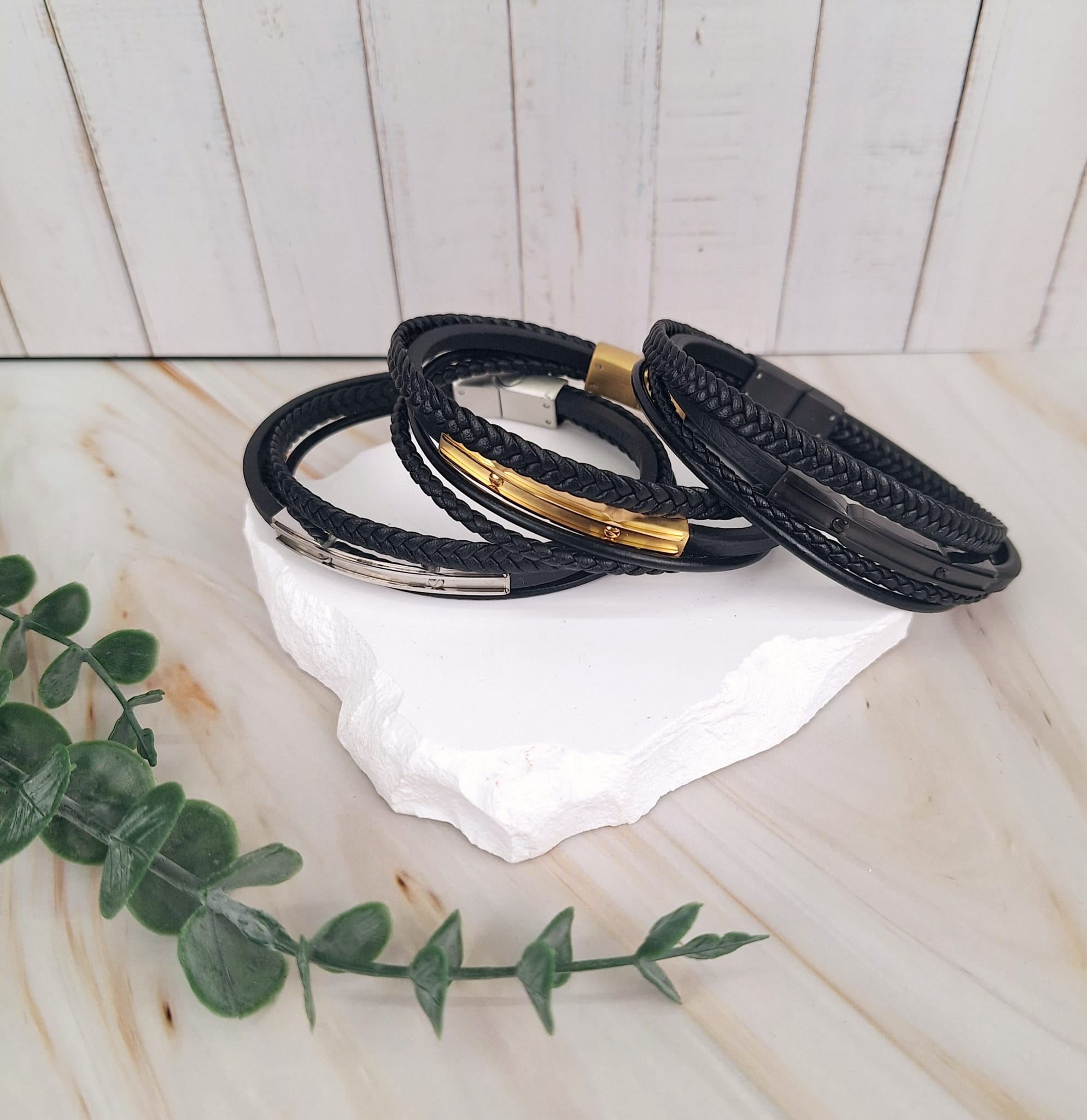 Lederarmband Edelstahl | Männerarmband | HAAR-ANKER