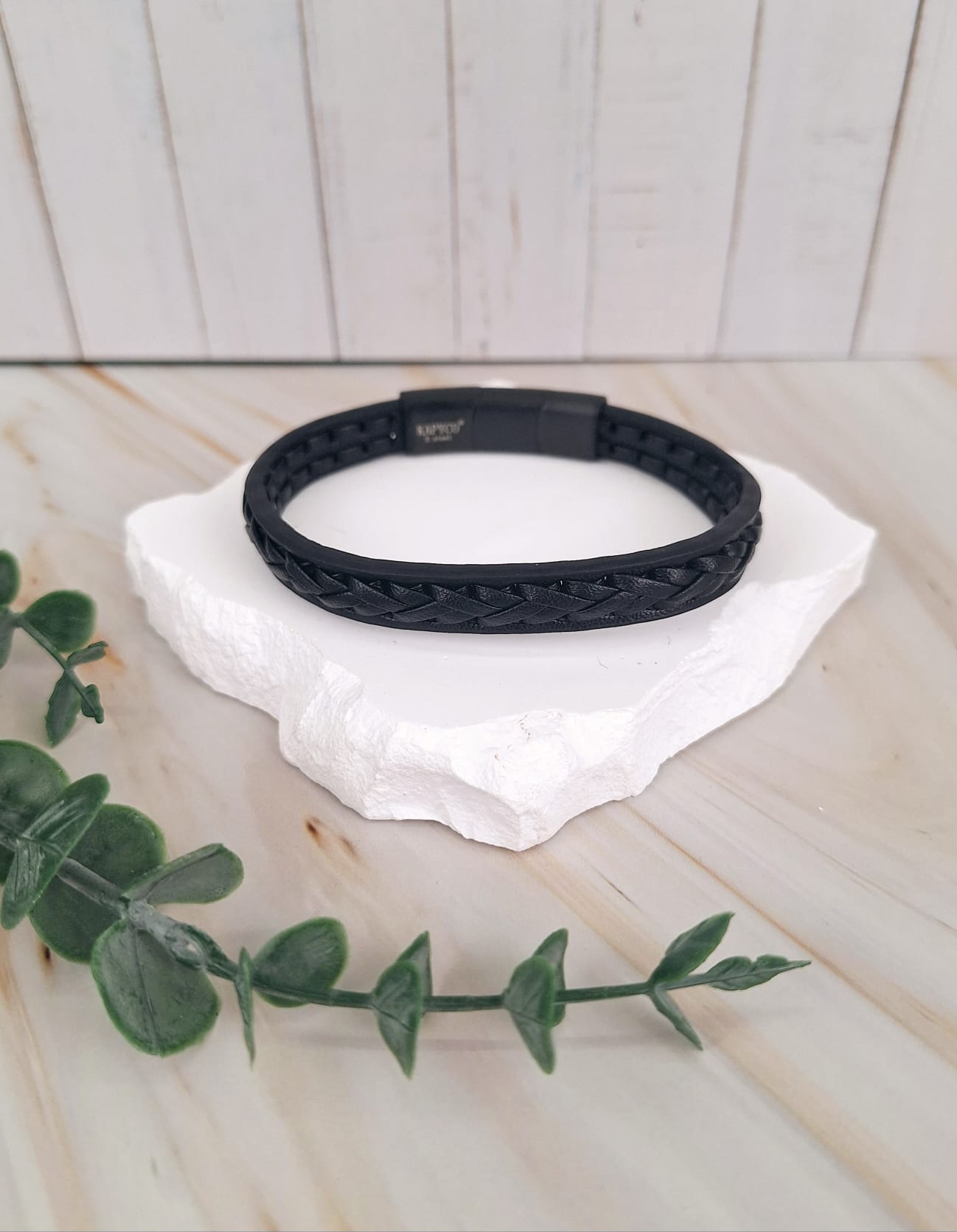 Lederarmband geflochten Anthrazit | Männerarmband | HAAR-ANKER