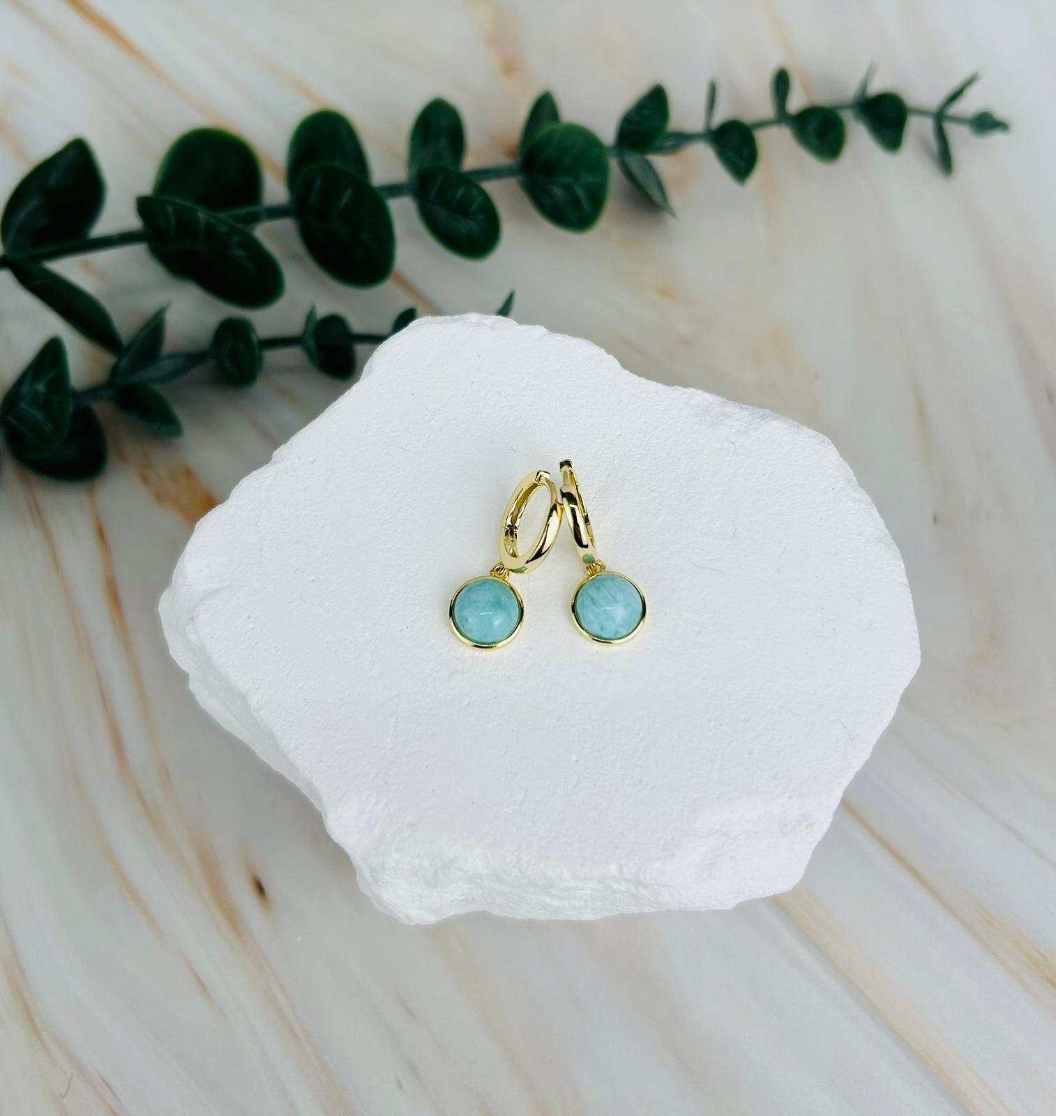 Larimar-Kreolen Gold | Ohrringe