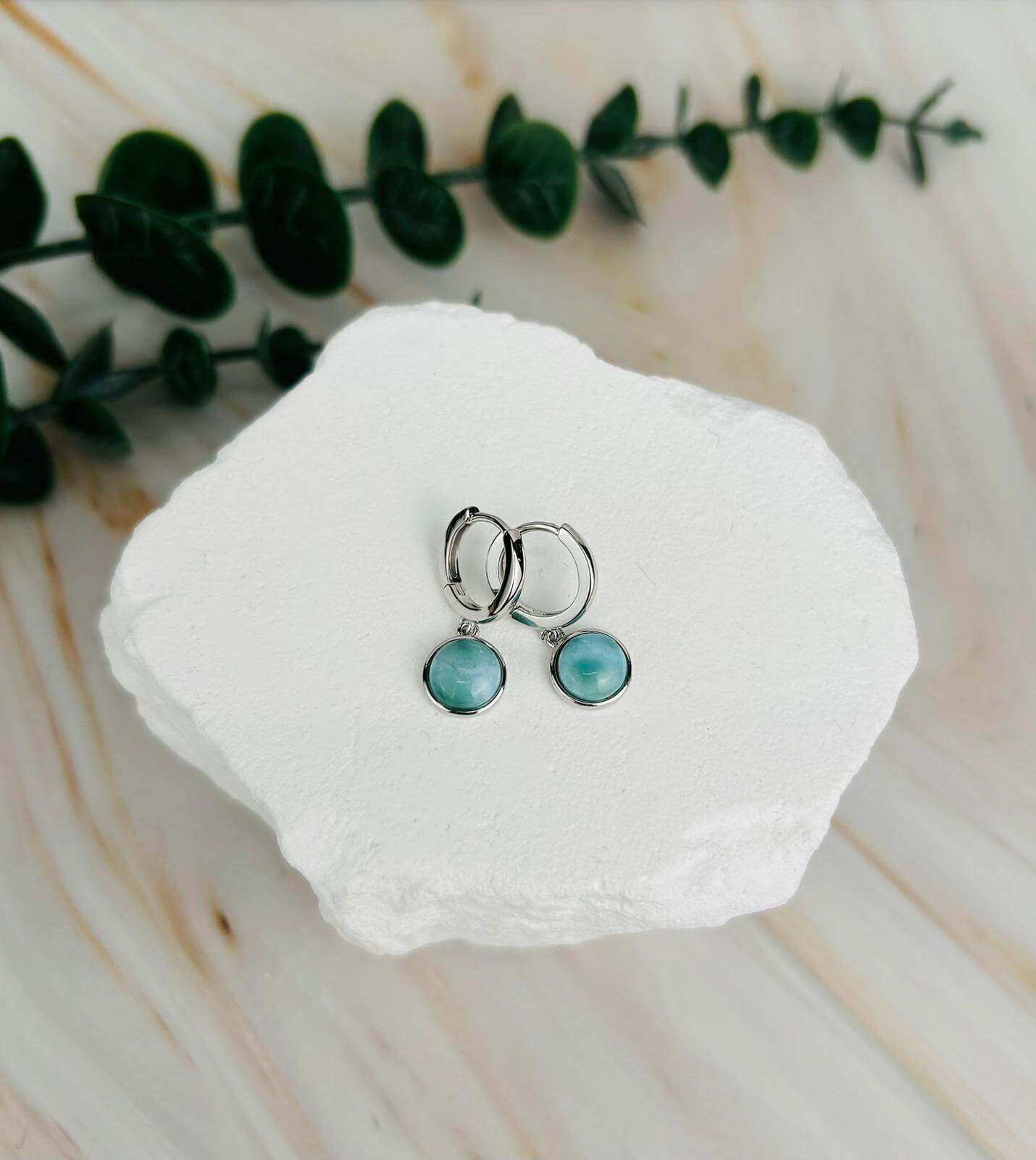 Larimar-Kreolen Silber | Ohrringe | HAAR-ANKER