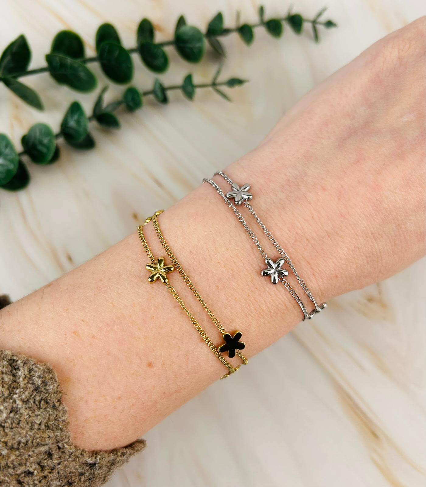 Armband Zweireihig Blume | Armband | HAAR-ANKER