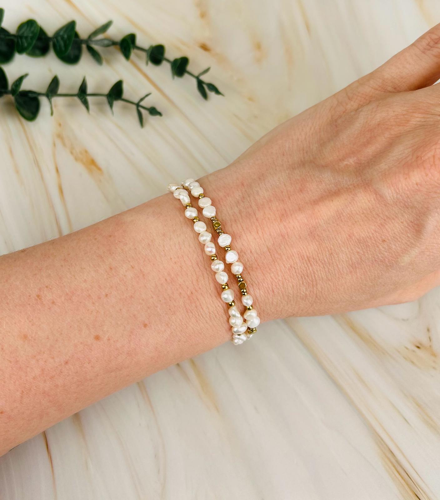 Armband doppelt anlegbar "Süßwasserperle" | Armband Nr. 42