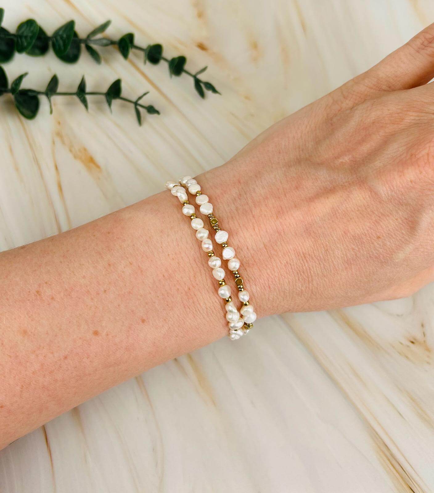 Armband doppelt anlegbar "Süßwasserperle" | Armband Nr. 42