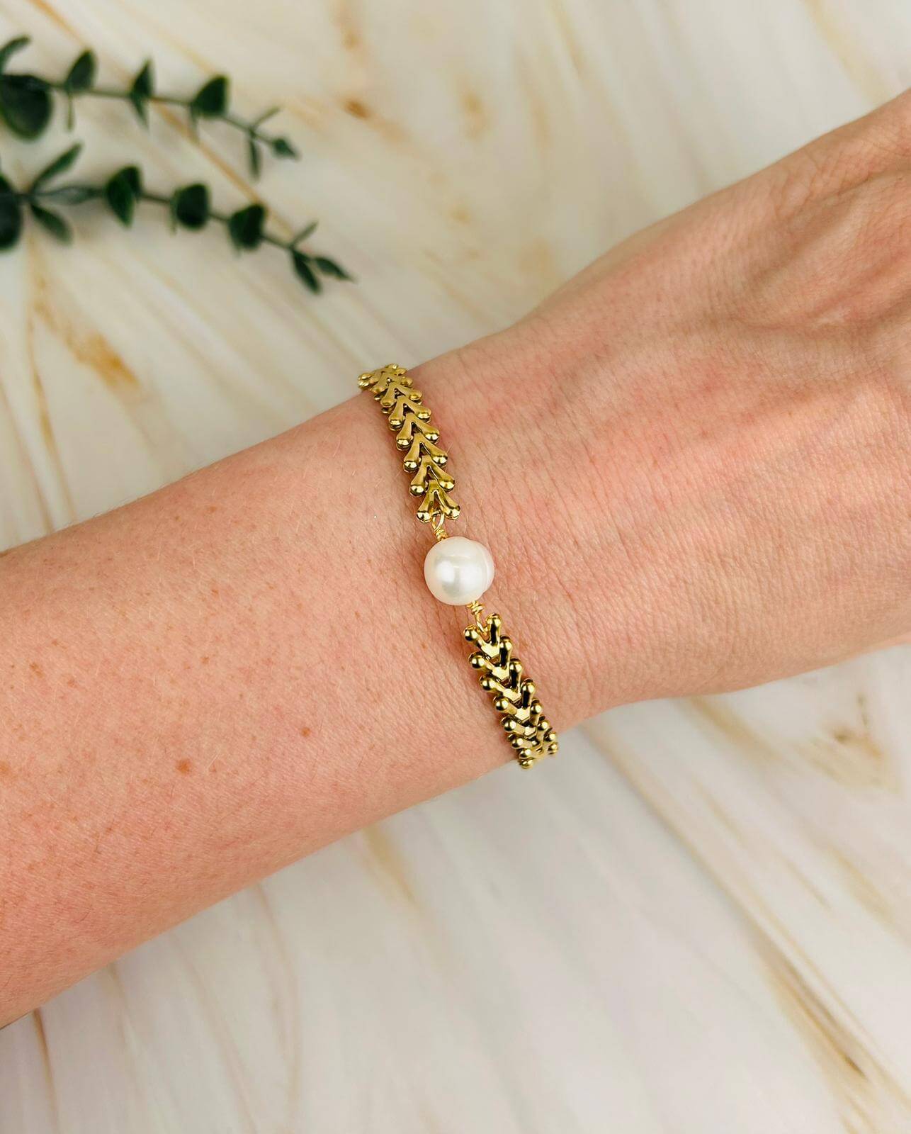 Armband "Süßwasserperle - V" | Armband Nr. 44 - HAAR-ANKER