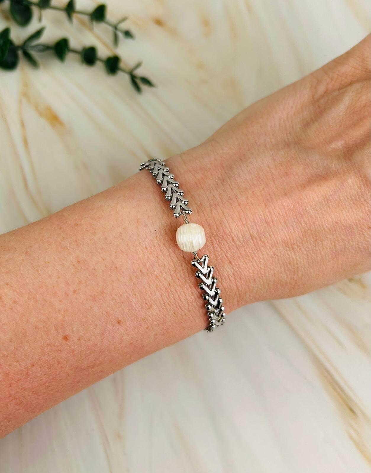 Armband "Süßwasserperle - V" | Armband Nr. 44 - HAAR-ANKER