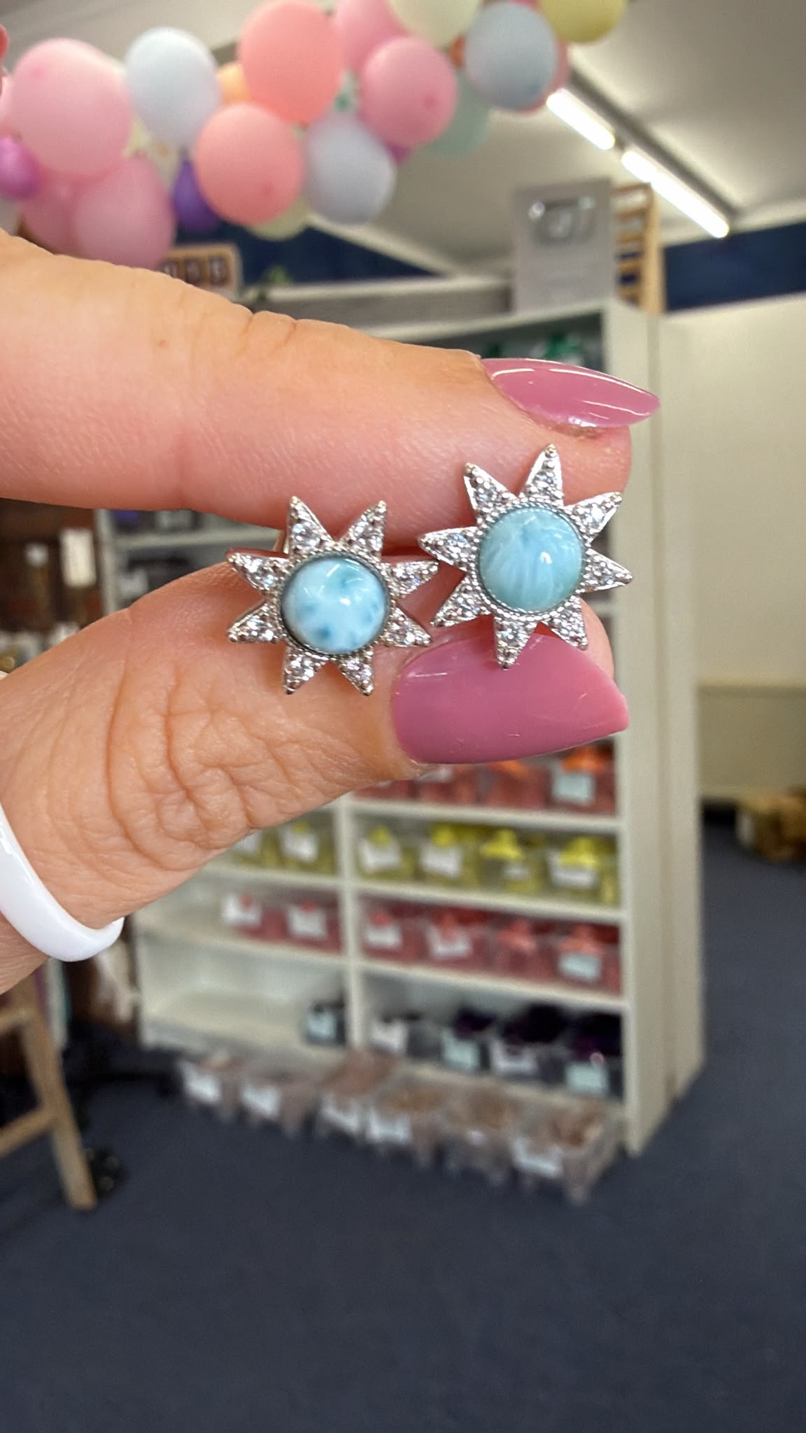 Larimar Silber | Sonnen-Ohrringe
