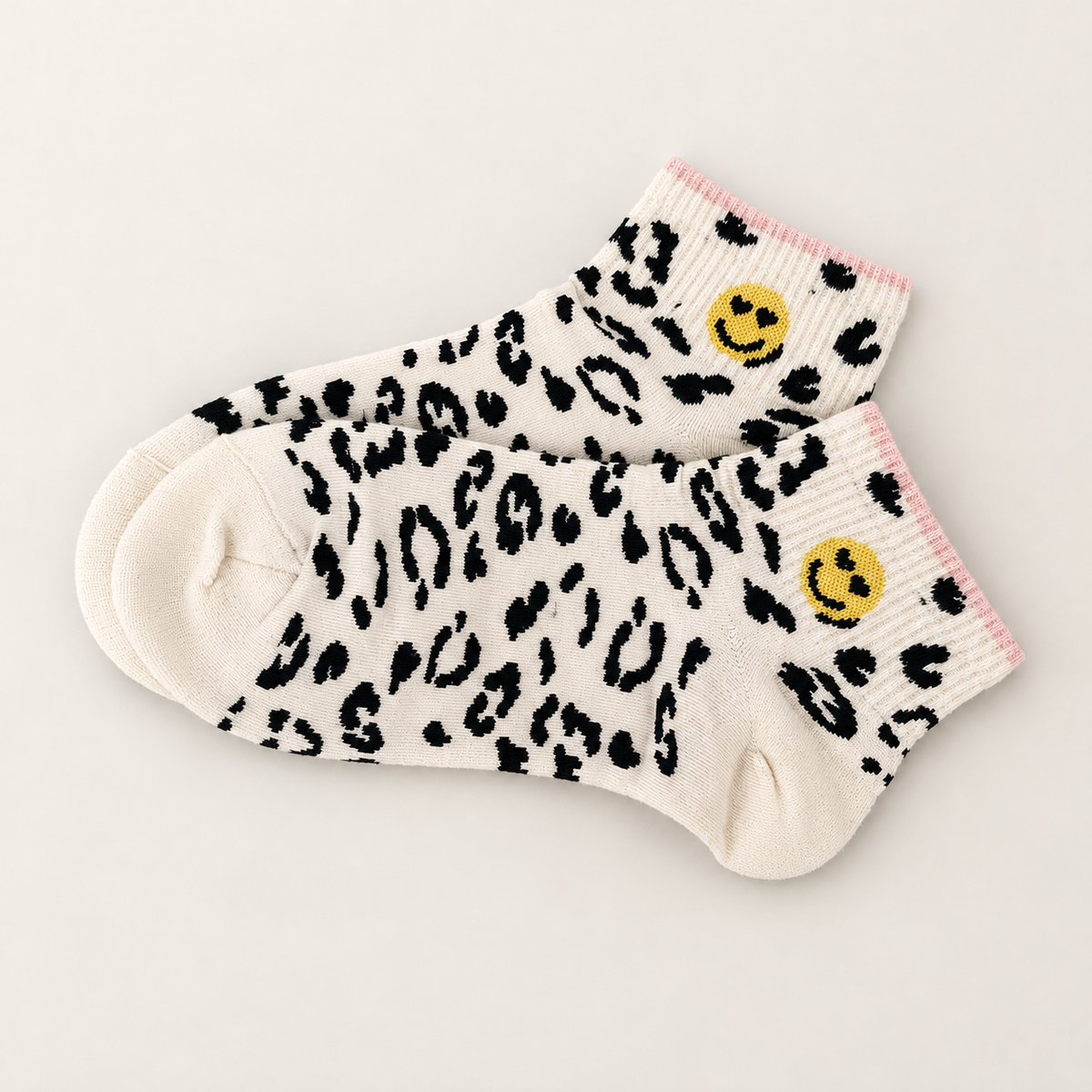 Leo-Socken Kurz Smiley Rosa | Socken
