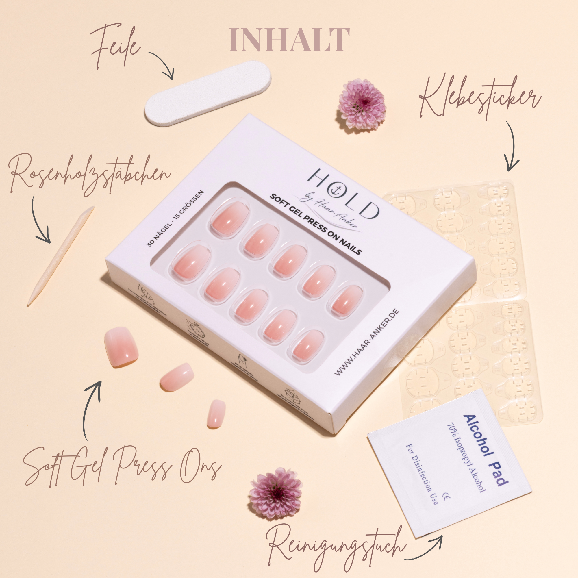 'Nude Fade' Soft Gel Press Ons | Short Square