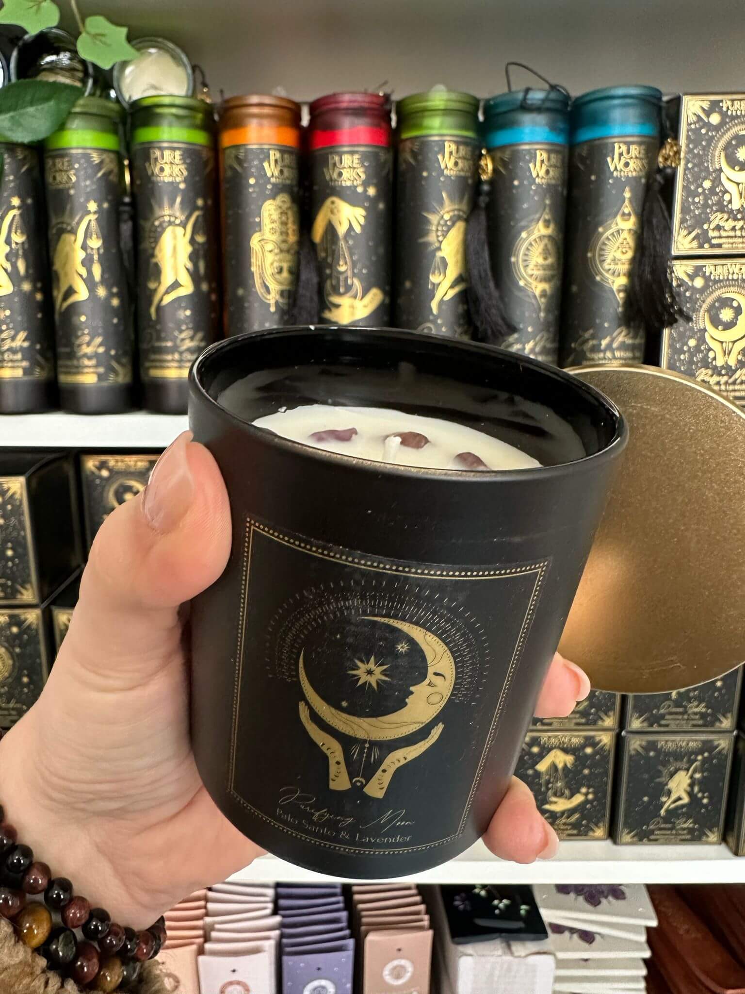 Purifying Moon Gross mit Edelsteinen | Manifestationskerze // HAAR-ANKER