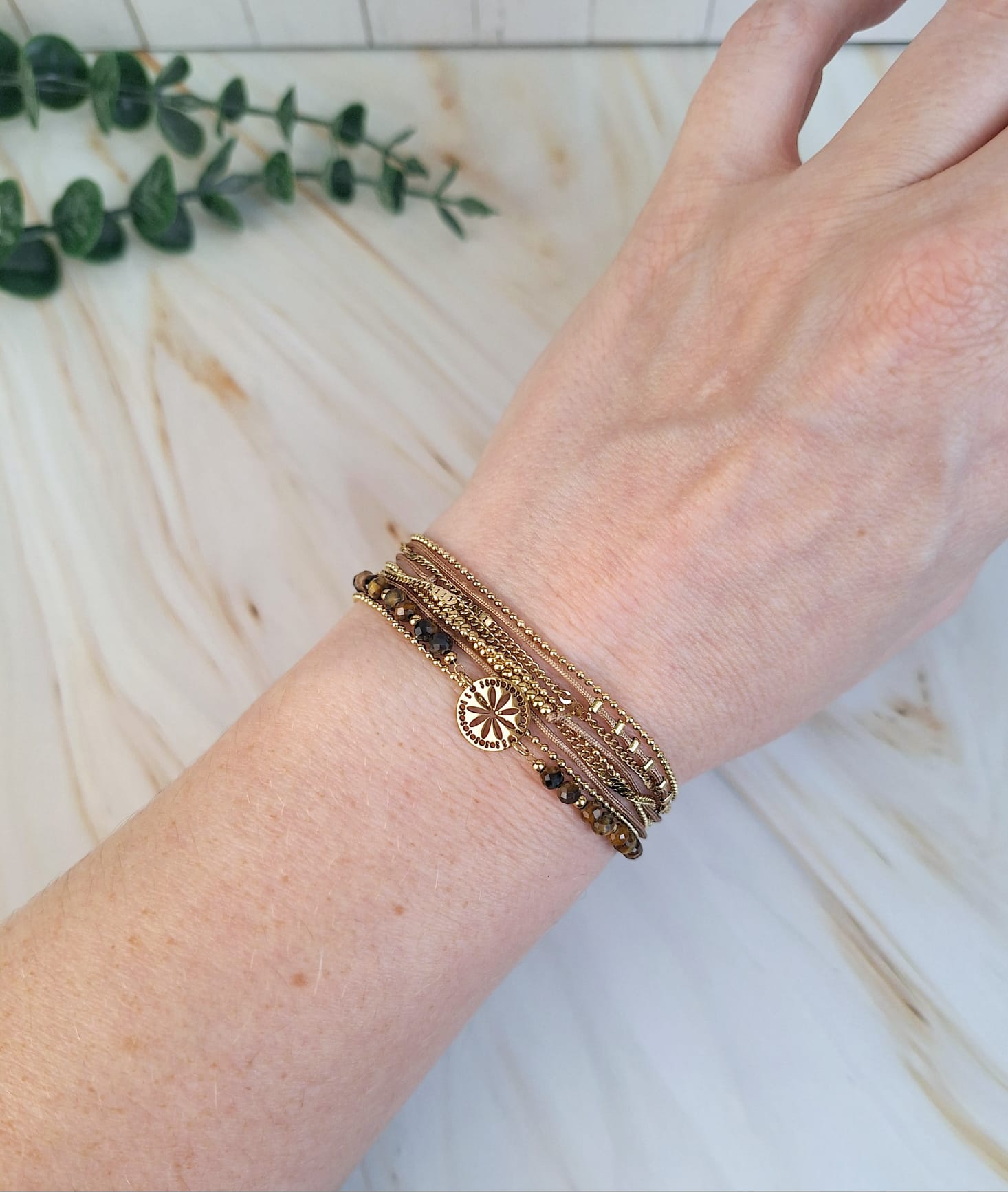 Armbänder 'Braun mit Steinen' verschied. Varianten | Armband | HAAR-ANKER