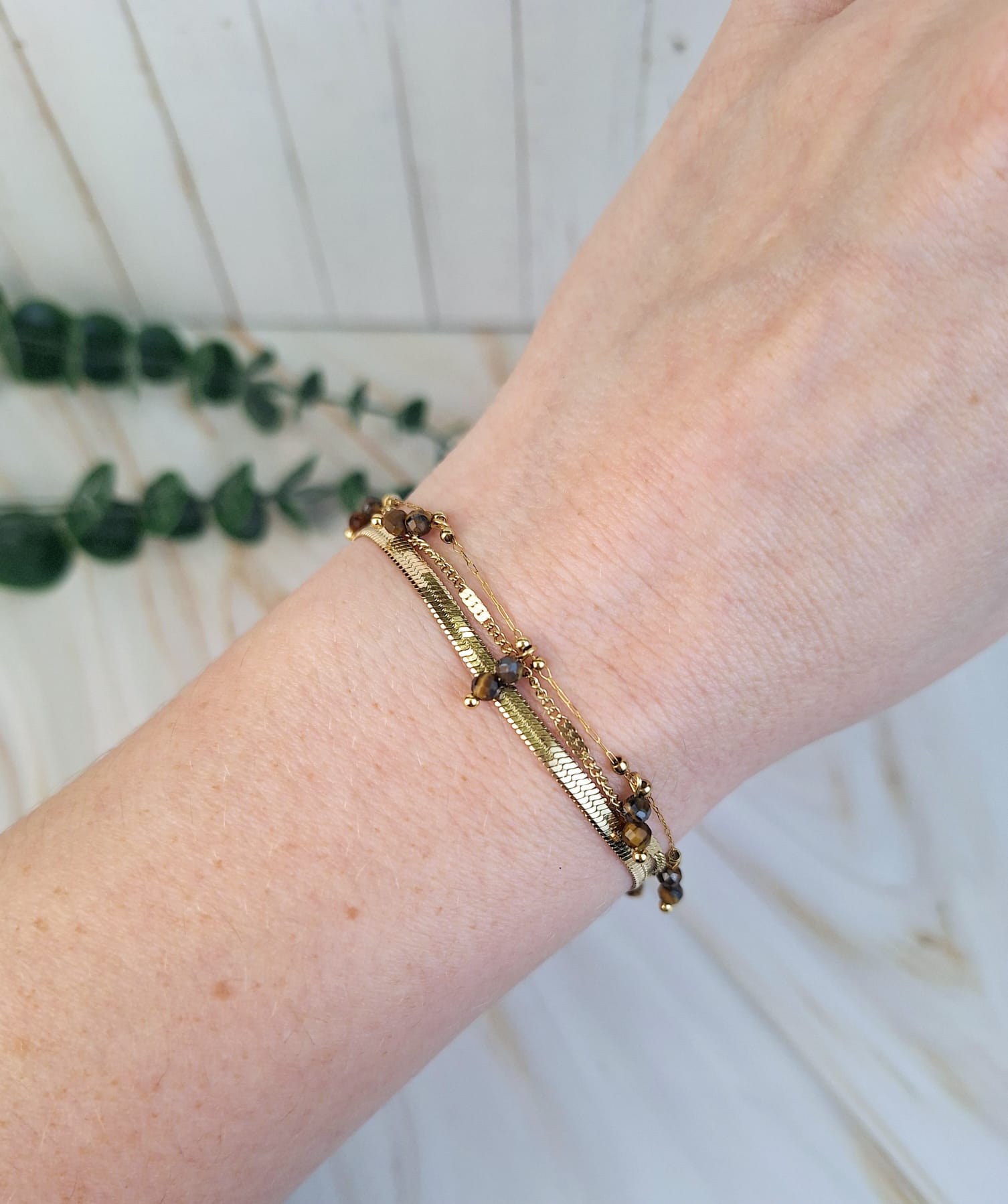 Armbänder 'Braun mit Steinen' verschied. Varianten | Armband | HAAR-ANKER