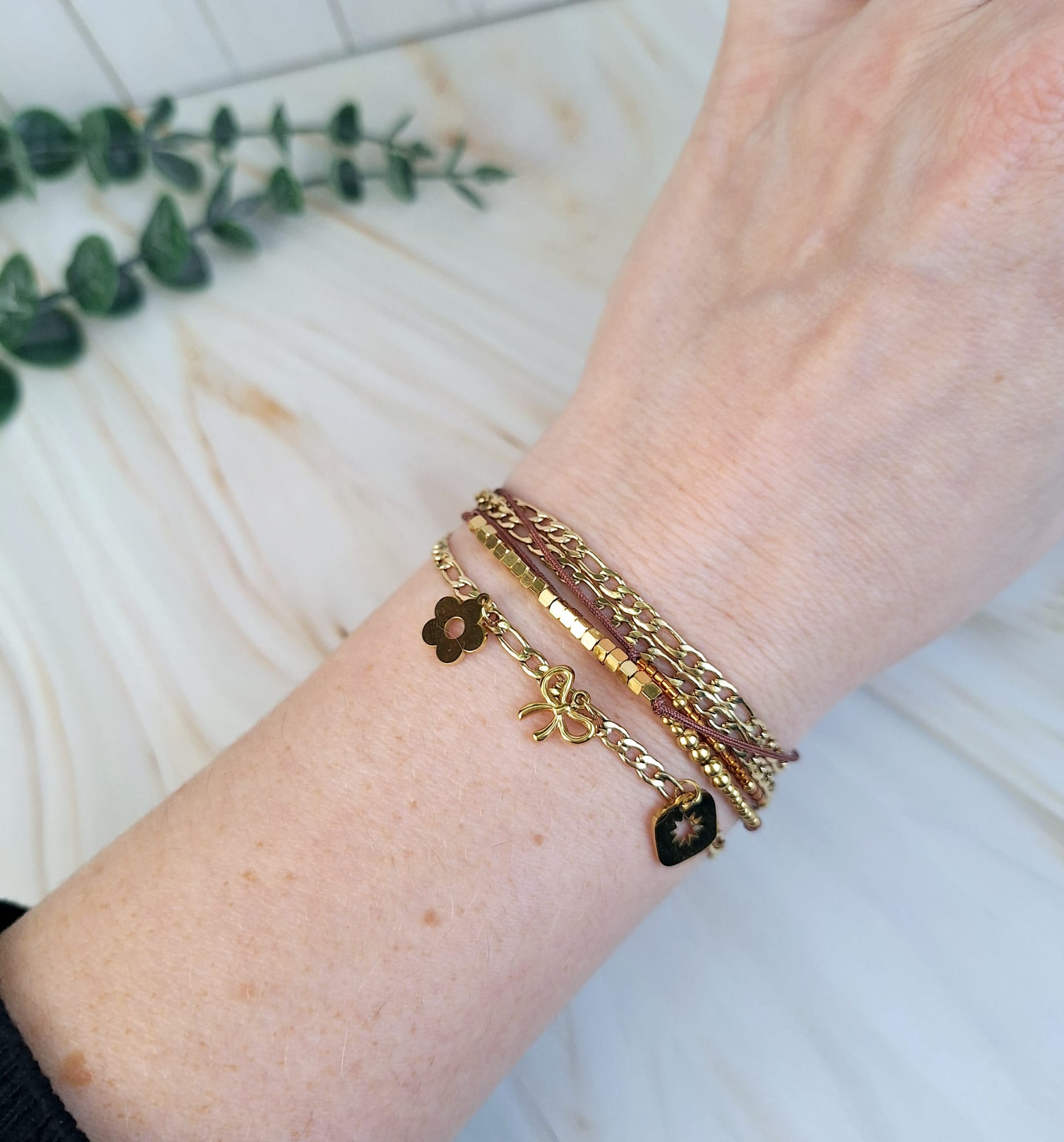 Armbänder 'Braun mit Steinen' verschied. Varianten | Armband | HAAR-ANKER