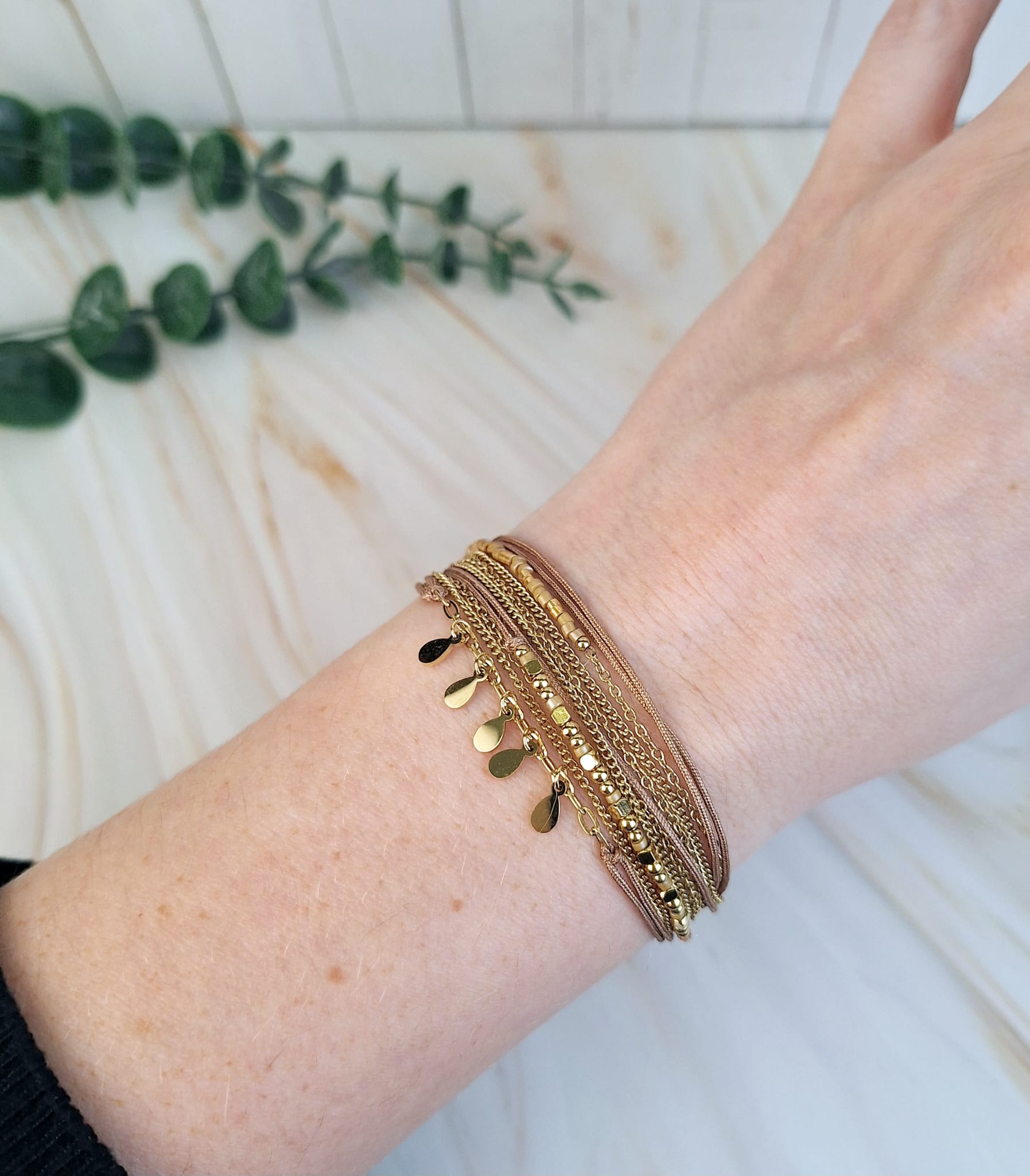 Armbänder 'Braun mit Steinen' verschied. Varianten | Armband | HAAR-ANKER