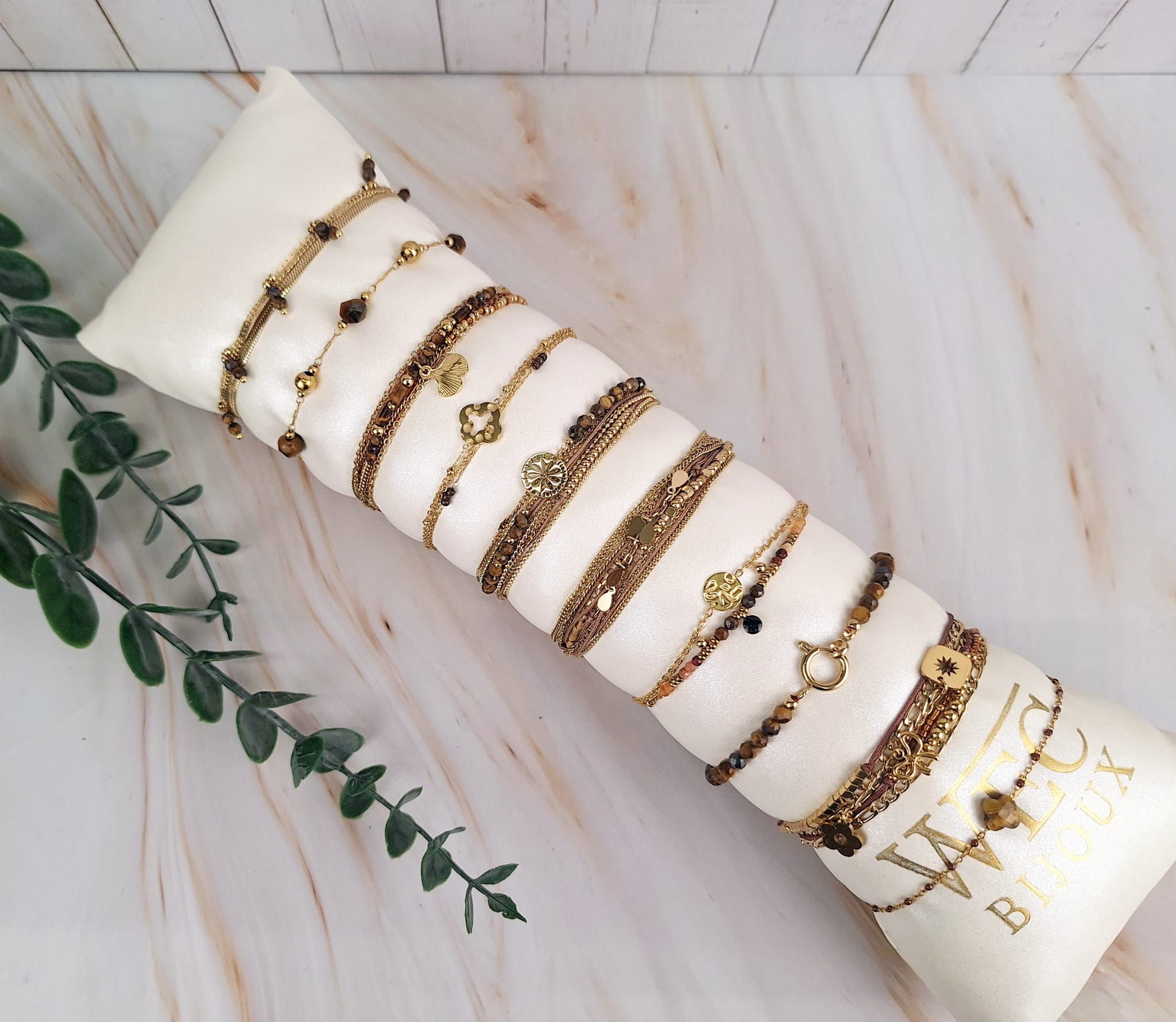 Armbänder 'Braun mit Steinen' verschied. Varianten | Armband | HAAR-ANKER