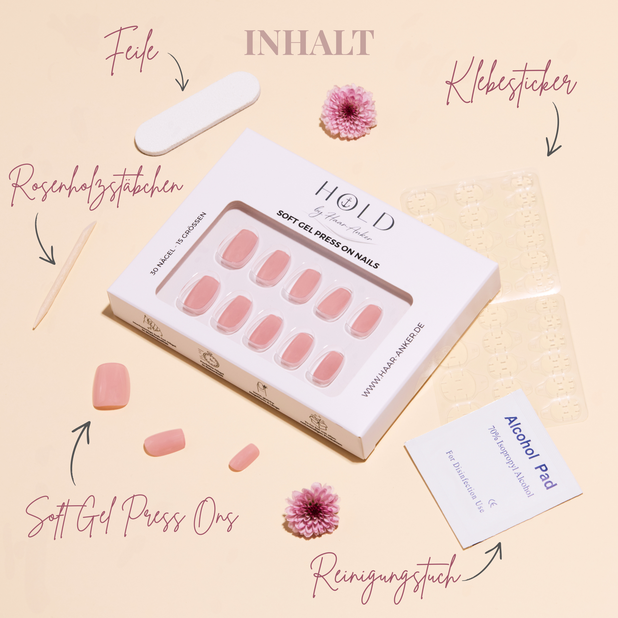 'Pure Powder' Soft Gel Press Ons | Short Square