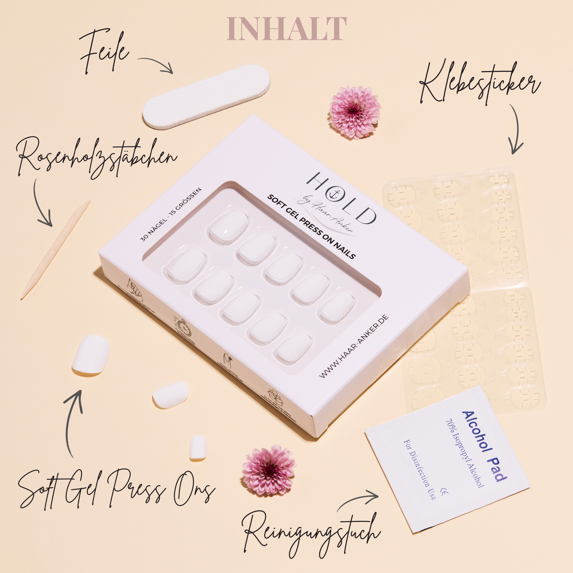 'Pure White' Soft Gel Press Ons | Short Round